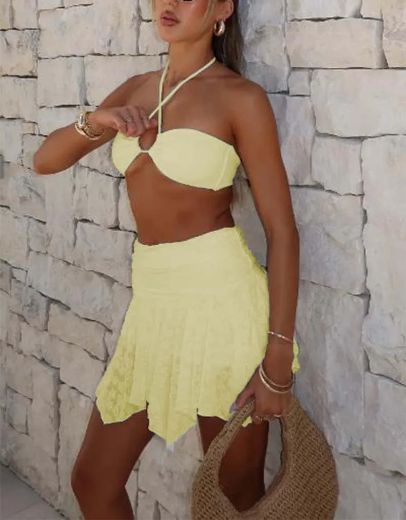 Womens Low Rise Lace Mini Skirt Y2k Pleated Ruffle Short Skirt Flowy Asymmetrical Underskirt Fairy Half Slip Skirts