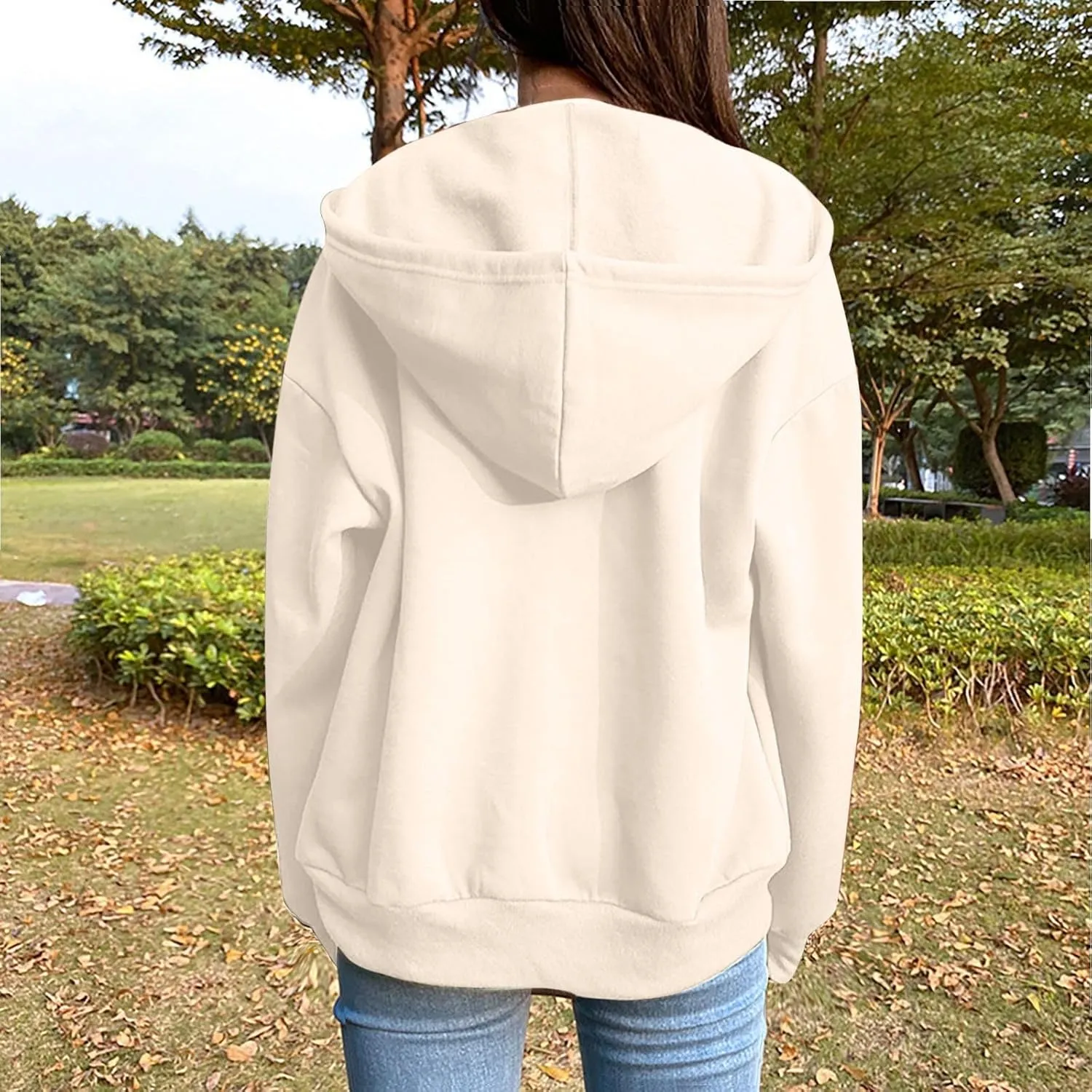 Womens Oversized Zip Up Hoodie Trendy Drawstring Long Sleeve Fall Jackets Casual Teen Girls Y2k Hooded Sweatshirts