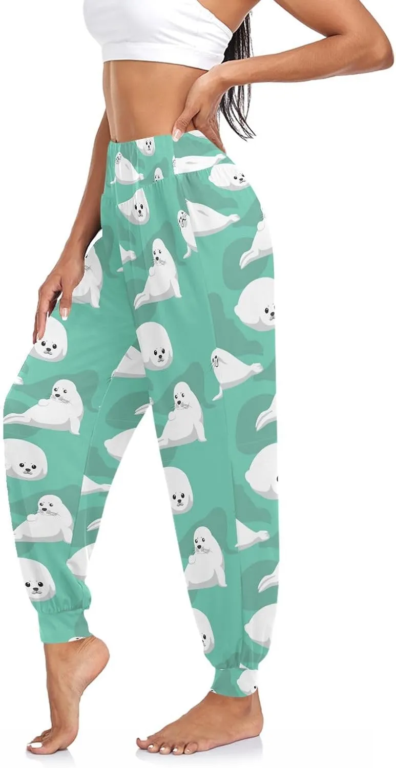 Women's Pajama Pants Harp Seal Women Harem Pants Sweatpants Yoga Pants Athletic Lounge Pants S
