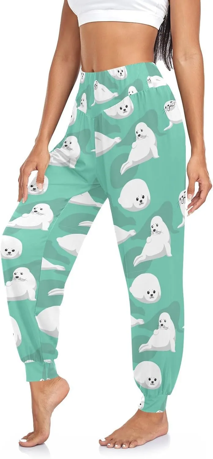 Women's Pajama Pants Harp Seal Women Harem Pants Sweatpants Yoga Pants Athletic Lounge Pants S