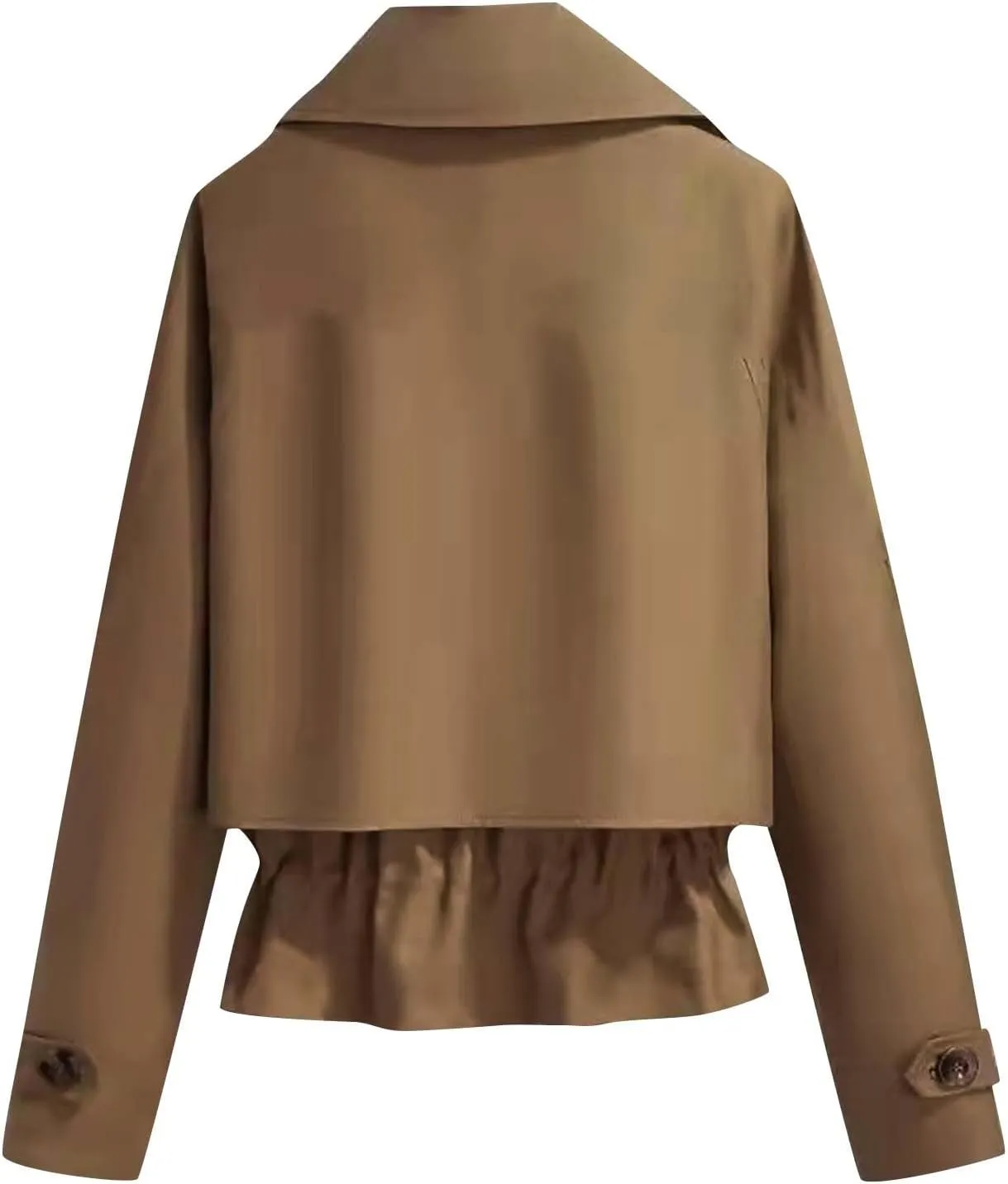 Women's Plus Size Korean Style Short Fashion Trench Coat Casual Notched Lapel Double Breasted Loose Cropped Jacket