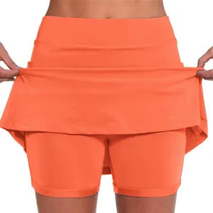 Women's Pocket Pants Solid Mid Waist Culottes Short Skirts Skinny Pants