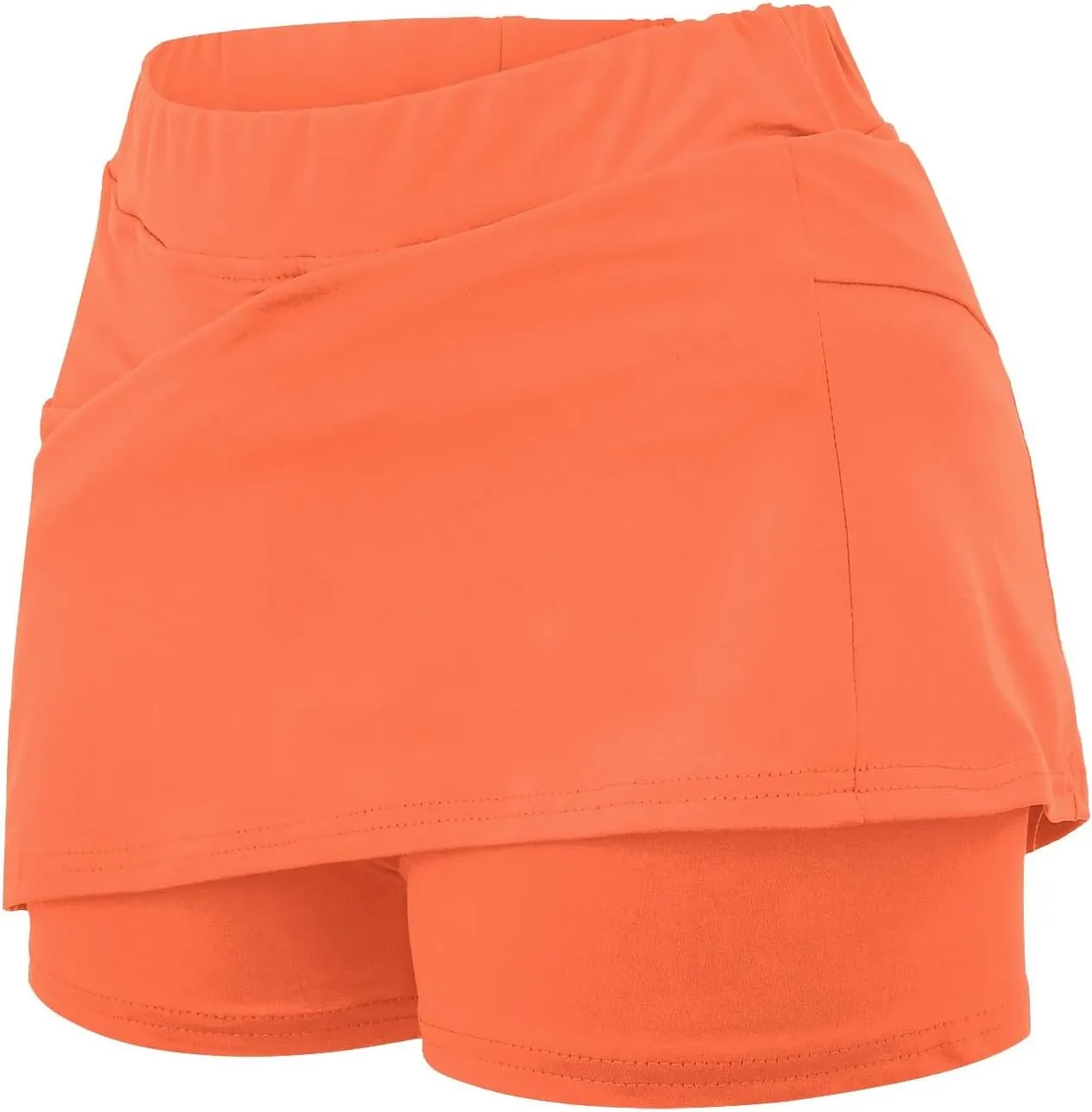 Women's Pocket Pants Solid Mid Waist Culottes Short Skirts Skinny Pants
