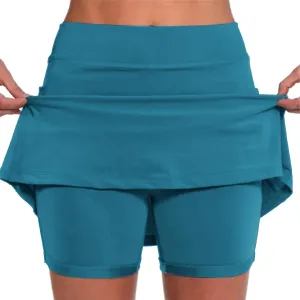 Women's Pocket Pants Solid Mid Waist Culottes Short Skirts Skinny Pants