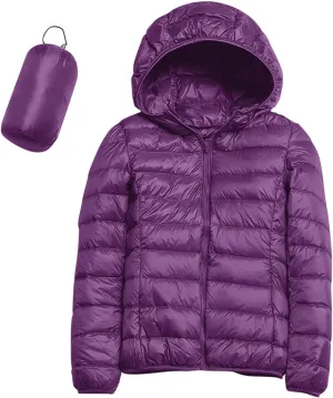 Womens Puffer Jacket Winter Warm Packable Coat Ultra Lightweight Jacket Slim Fit Hooded Jacket Short Duck Down Coat