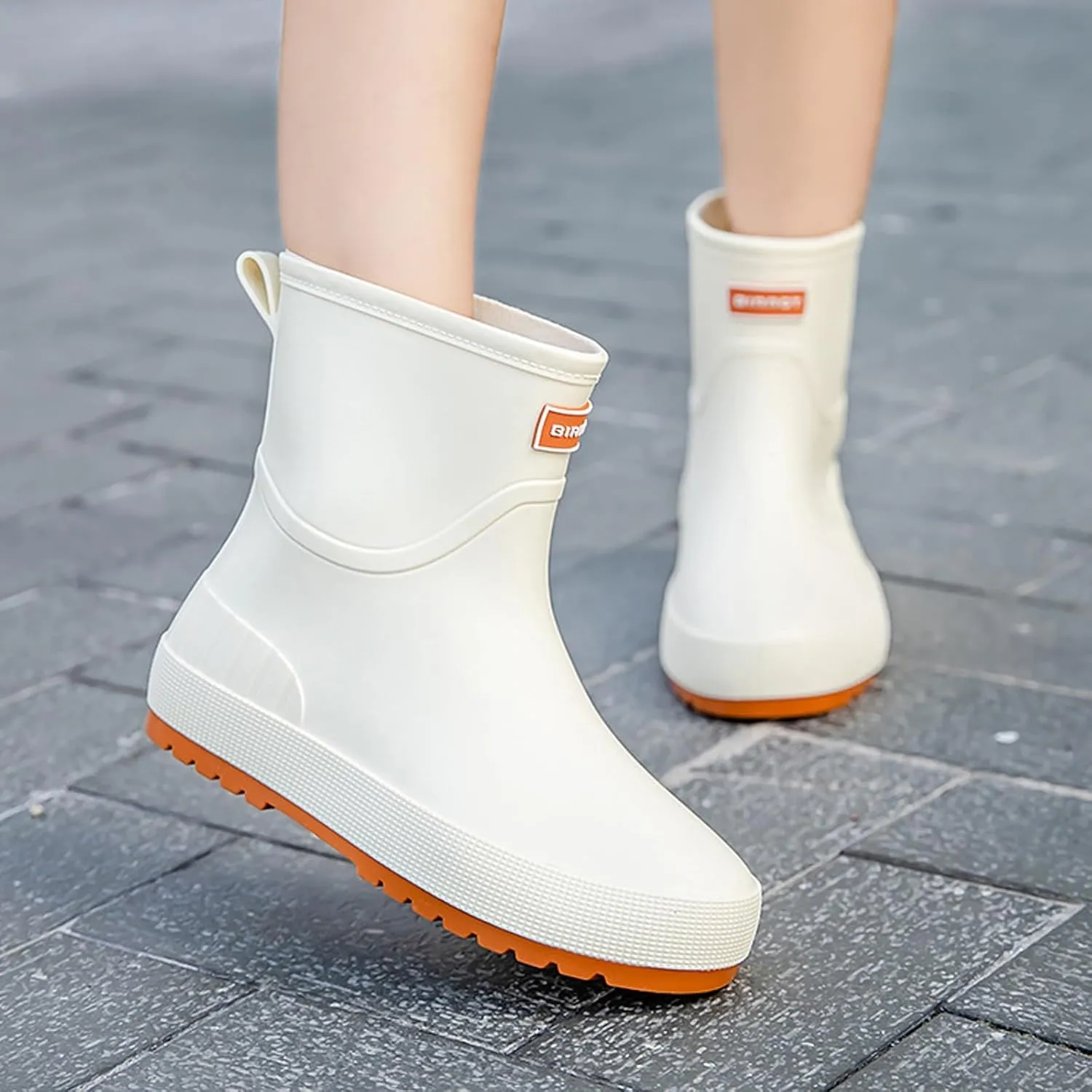 Womens Rubber Boots Waterproof Garden Shoes Slip On Rubber Boots Rainboots Boots Short Rain Boots Rubber Work Boots