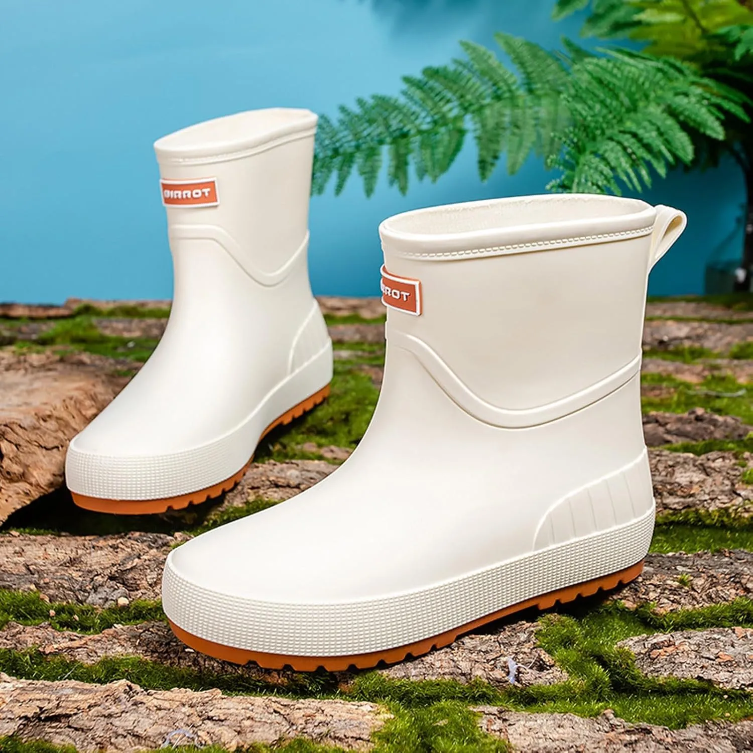 Womens Rubber Boots Waterproof Garden Shoes Slip On Rubber Boots Rainboots Boots Short Rain Boots Rubber Work Boots