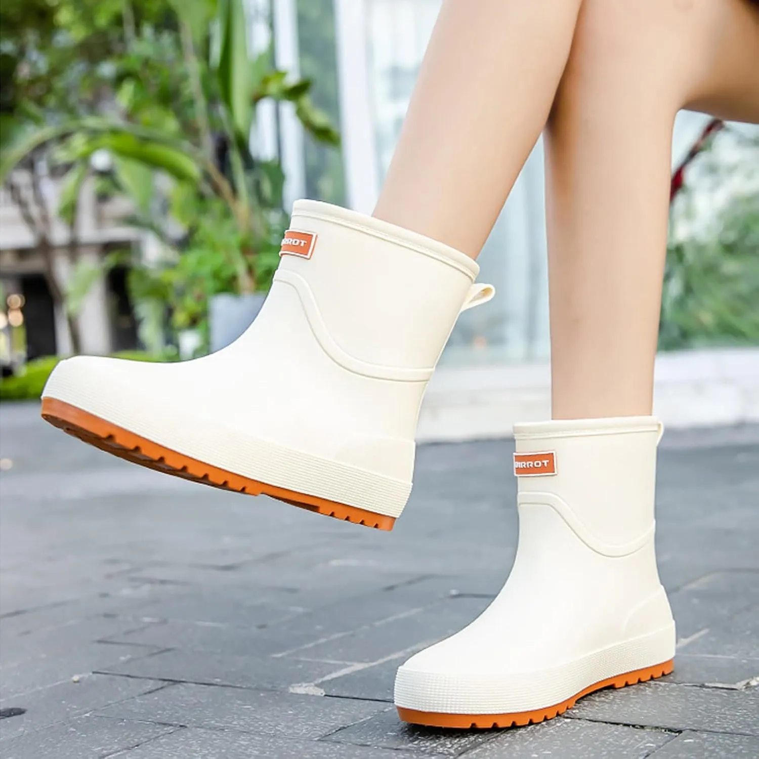 Womens Rubber Boots Waterproof Garden Shoes Slip On Rubber Boots Rainboots Boots Short Rain Boots Rubber Work Boots