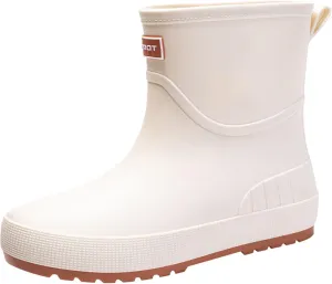 Womens Rubber Boots Waterproof Garden Shoes Slip On Rubber Boots Rainboots Boots Short Rain Boots Rubber Work Boots