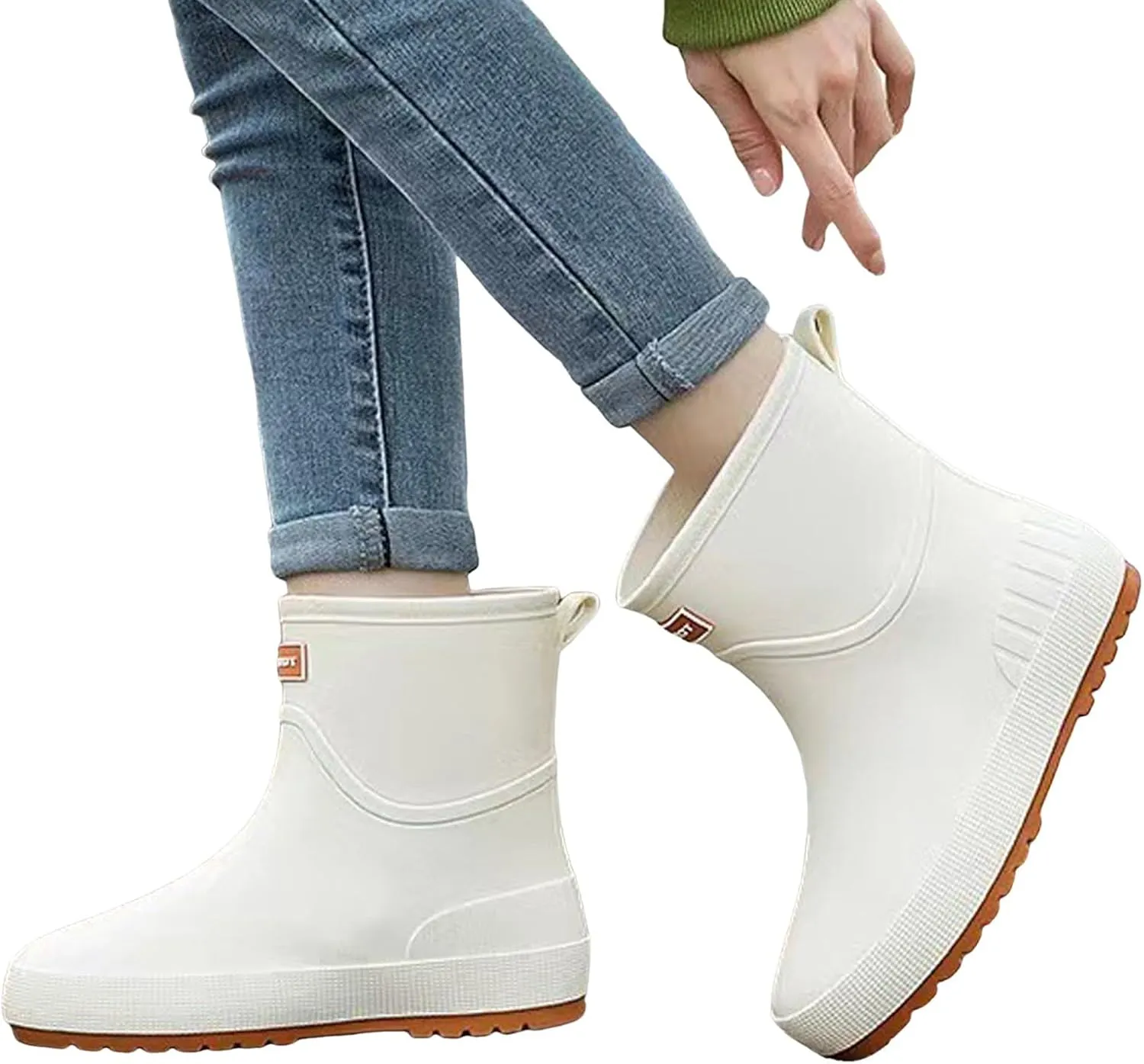 Womens Rubber Boots Waterproof Garden Shoes Slip On Rubber Boots Rainboots Boots Short Rain Boots Rubber Work Boots