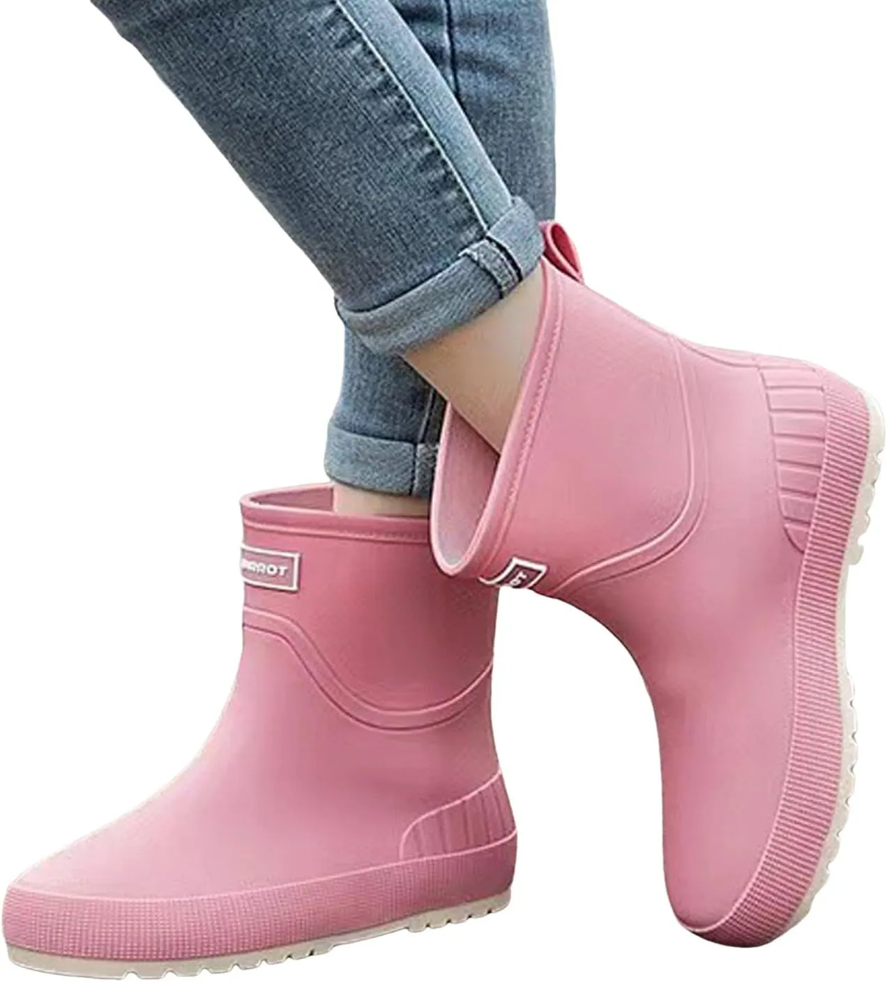 Womens Rubber Boots Waterproof Garden Shoes Slip On Rubber Boots Rainboots Boots Short Rain Boots Rubber Work Boots