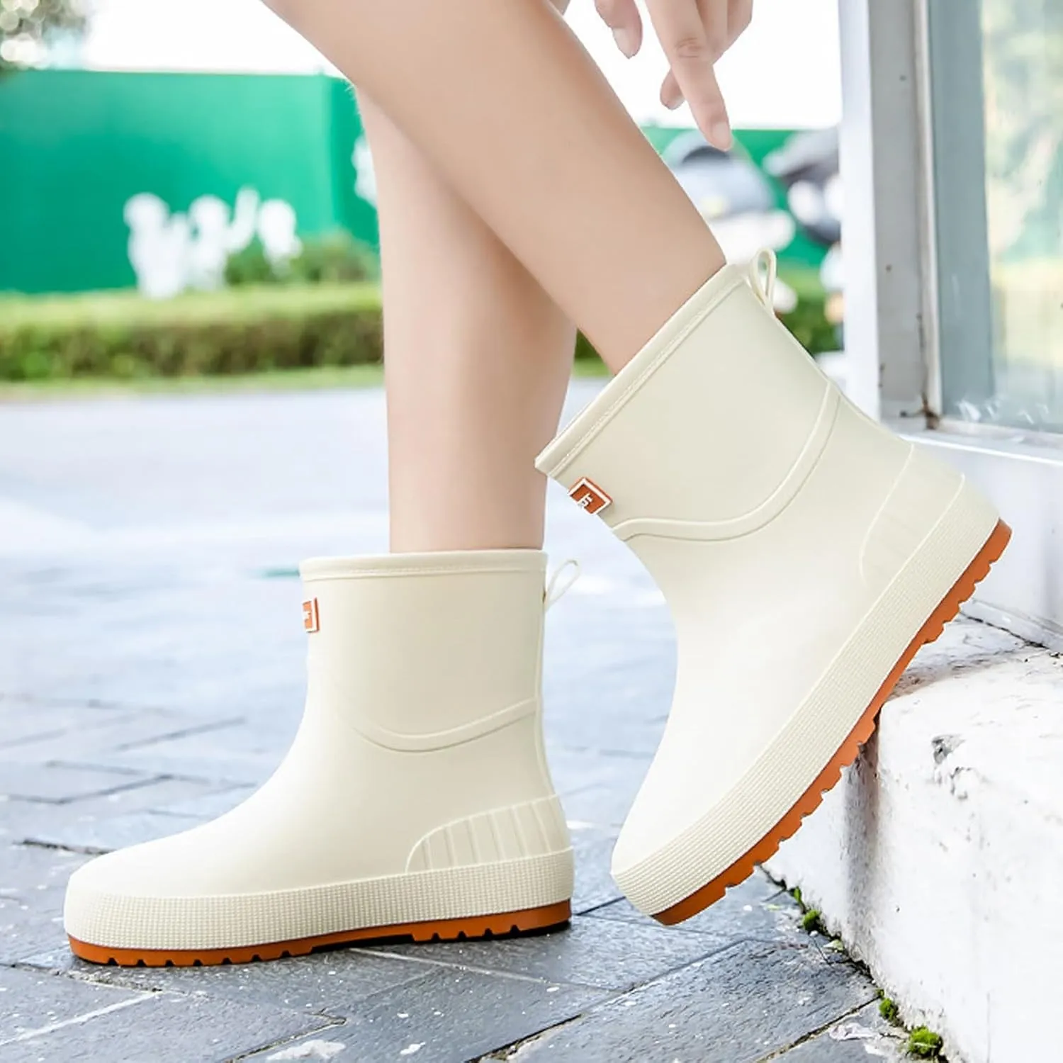 Womens Rubber Boots Waterproof Garden Shoes Slip On Rubber Boots Rainboots Boots Short Rain Boots Rubber Work Boots