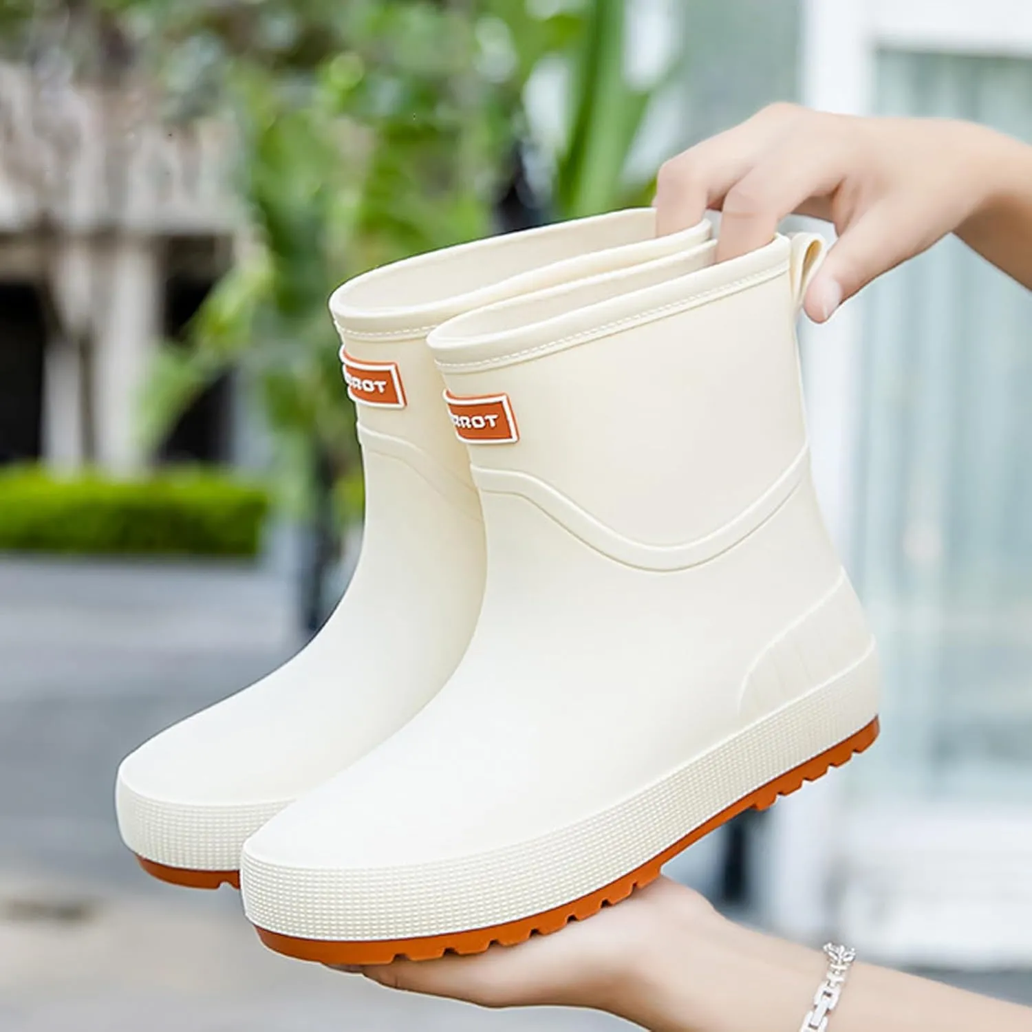 Womens Rubber Boots Waterproof Garden Shoes Slip On Rubber Boots Rainboots Boots Short Rain Boots Rubber Work Boots