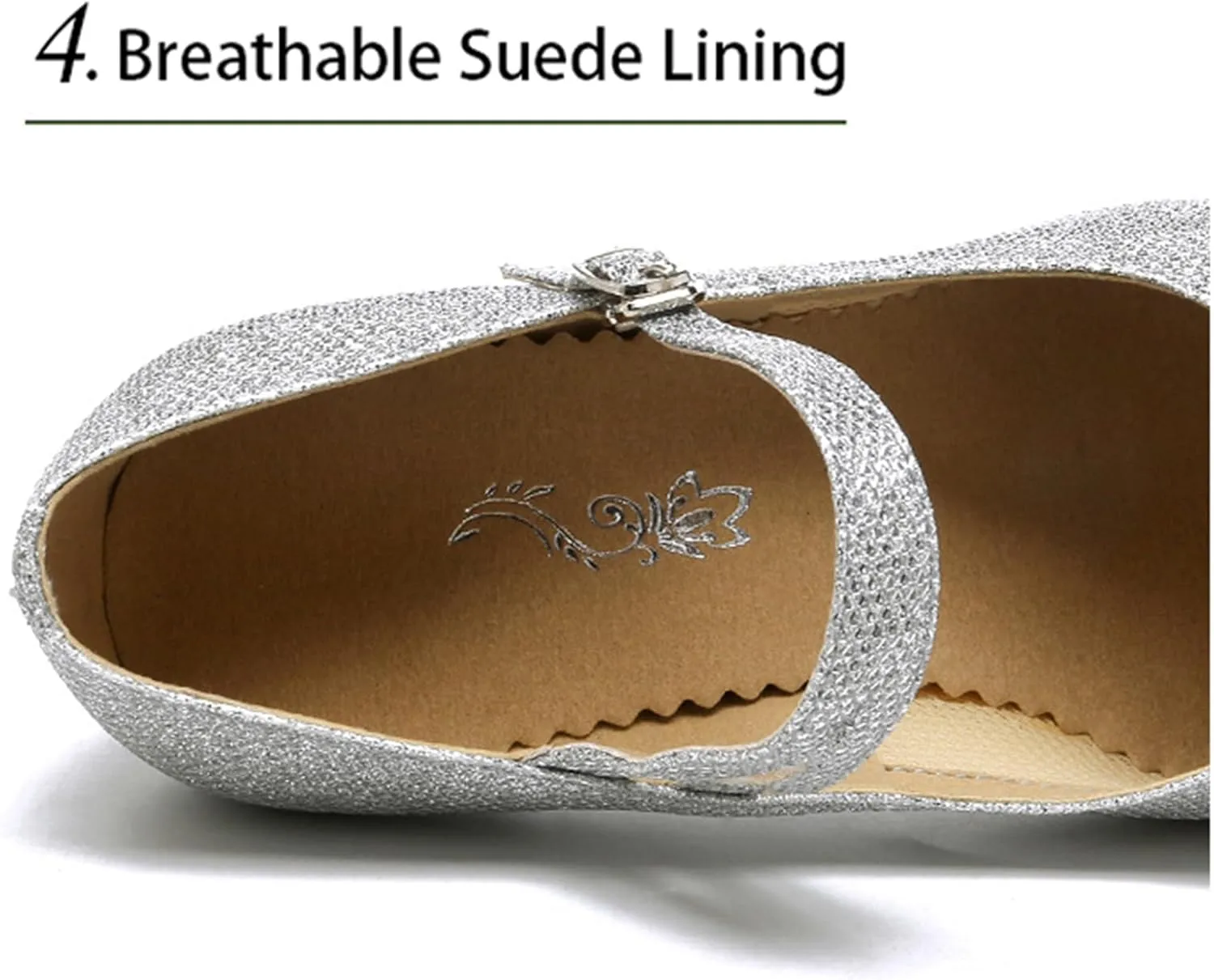 Women's Shiny Latin Dance Shoes, Wear-Resistant Soft Sole Rumba Dance Shoes, Four Colors Two Heel Heights Available