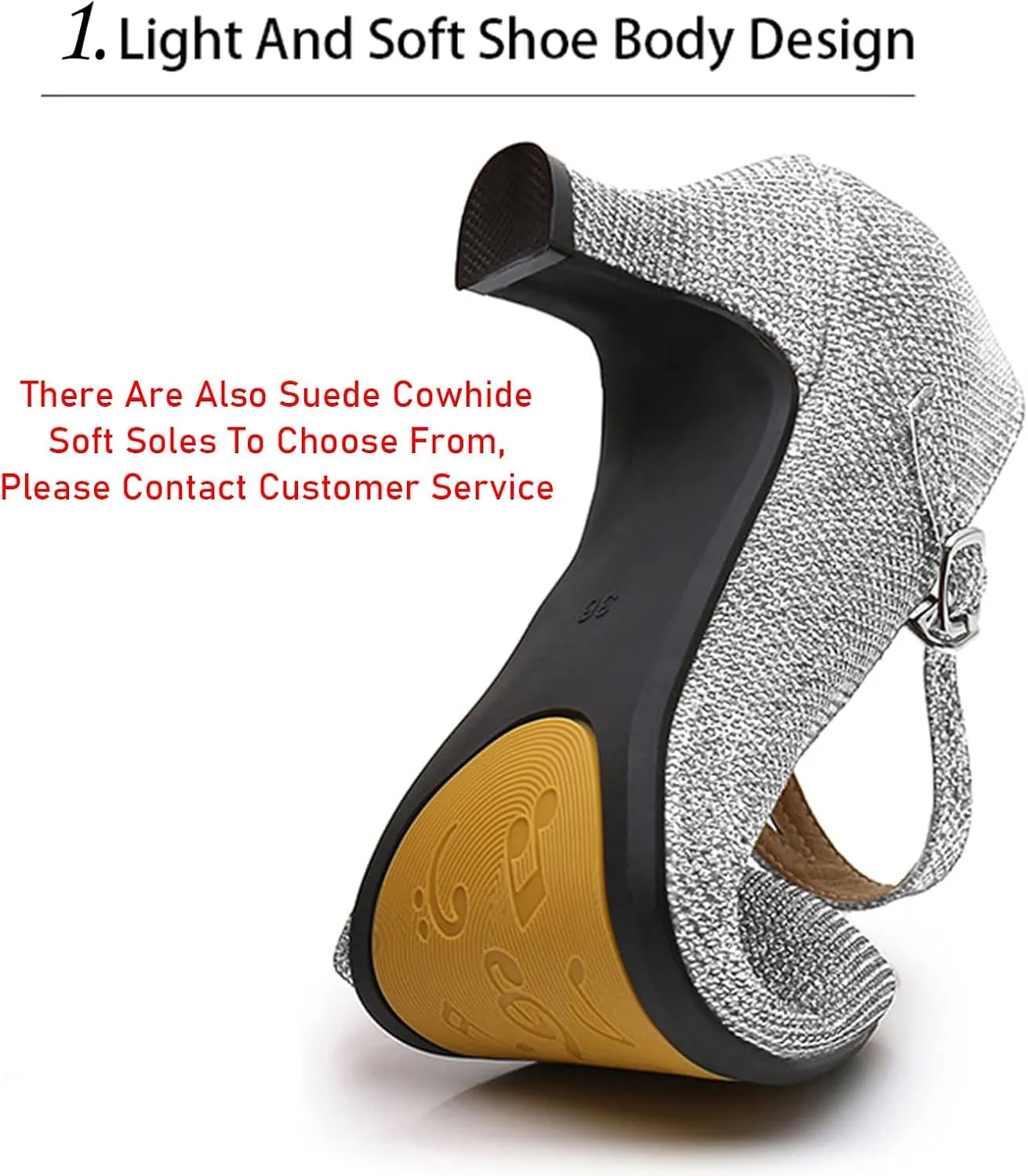 Women's Shiny Latin Dance Shoes, Wear-Resistant Soft Sole Rumba Dance Shoes, Four Colors Two Heel Heights Available