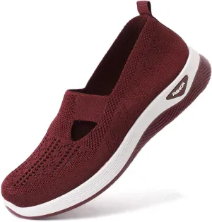 Women's Shoes,Woven Orthopedic Slip On Diabetic Foam Shoes Hands Free Breathable Go Walking Slip in Sneakers Arch Support