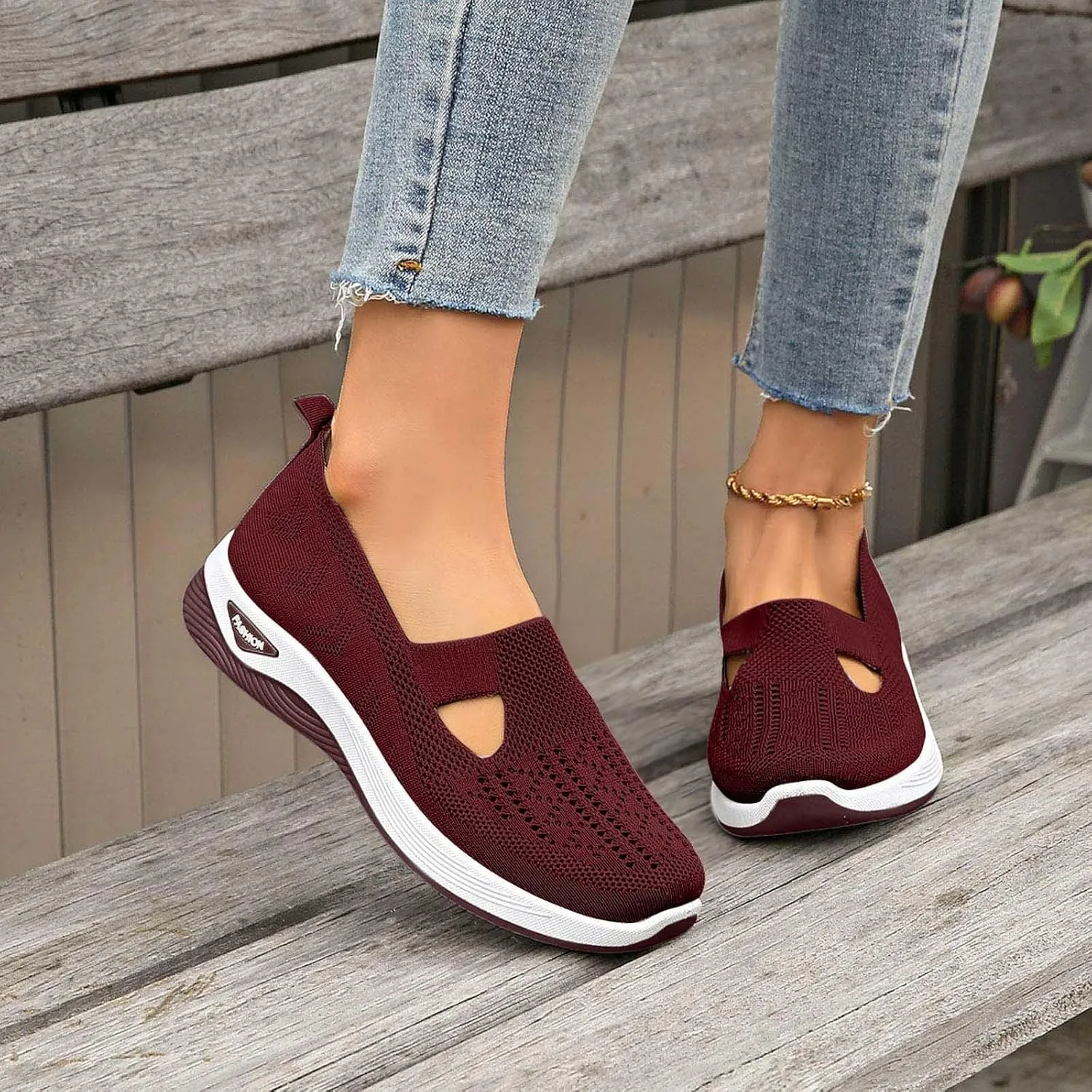 Women's Shoes,Woven Orthopedic Slip On Diabetic Foam Shoes Hands Free Breathable Go Walking Slip in Sneakers Arch Support