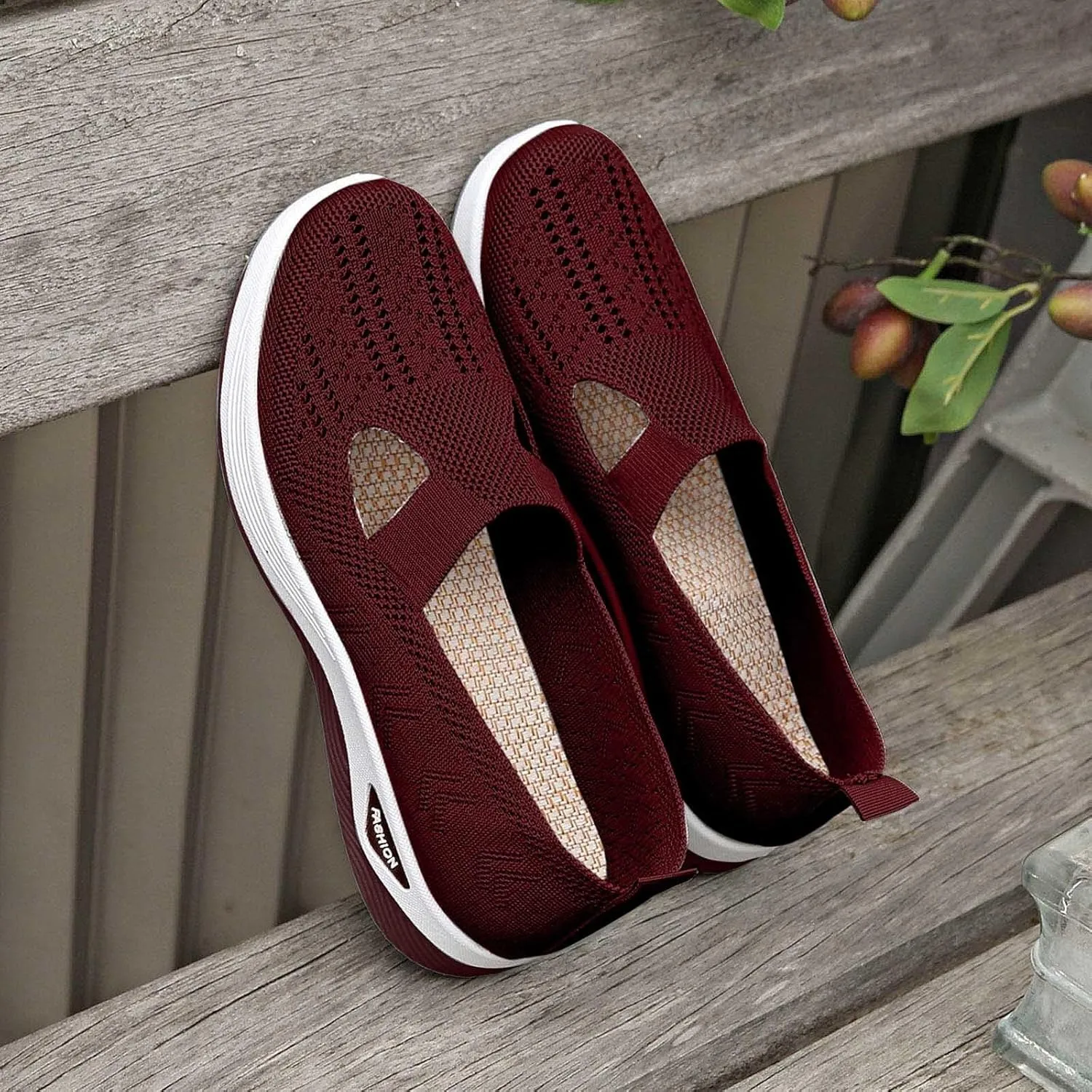 Women's Shoes,Woven Orthopedic Slip On Diabetic Foam Shoes Hands Free Breathable Go Walking Slip in Sneakers Arch Support