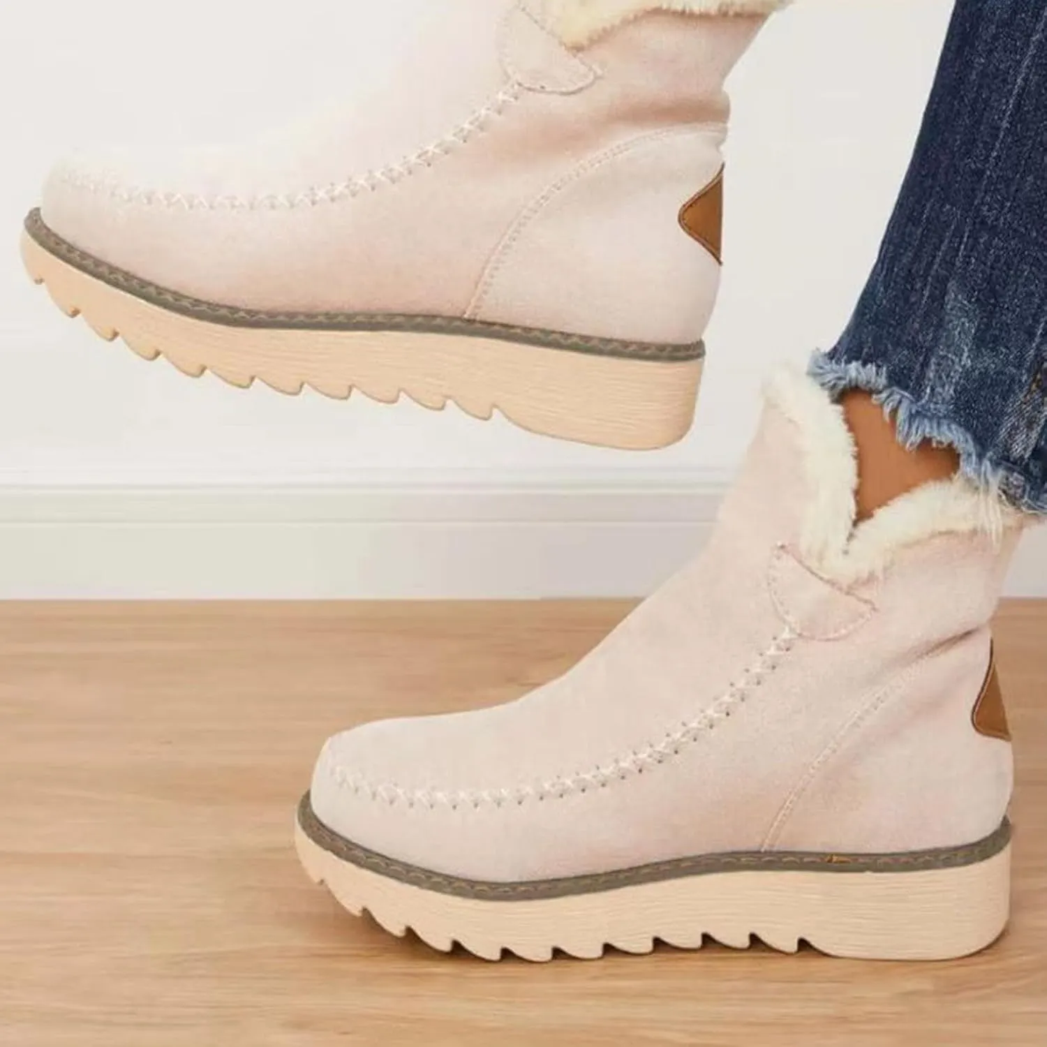 Womens Snow Boots Waterproof Insulated 8.5 Womens Winter Booties and Ankle Boots Woman Winter Boots Leather Mid Calf Winter Boots for Women Low Heel Waterproof Womens Boots Winter