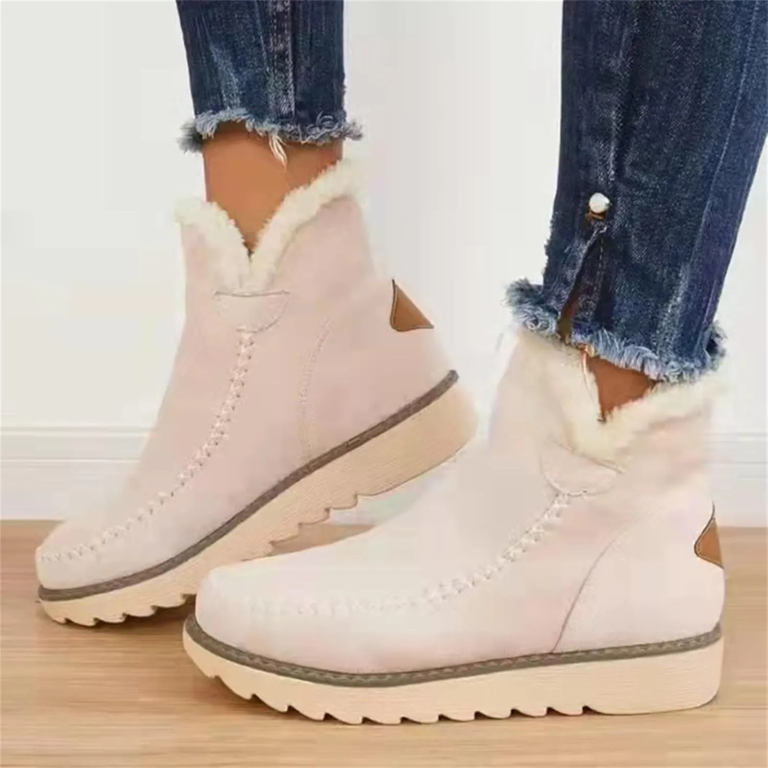 Womens Snow Boots Waterproof Insulated 8.5 Womens Winter Booties and Ankle Boots Woman Winter Boots Leather Mid Calf Winter Boots for Women Low Heel Waterproof Womens Boots Winter