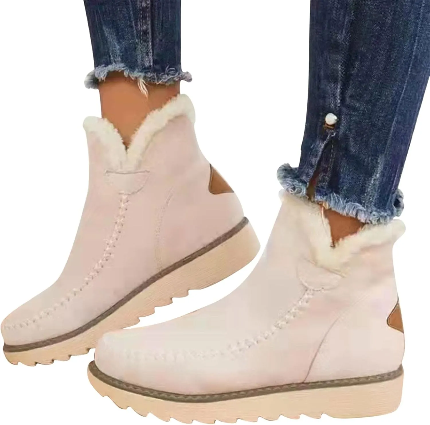 Womens Snow Boots Waterproof Insulated 8.5 Womens Winter Booties and Ankle Boots Woman Winter Boots Leather Mid Calf Winter Boots for Women Low Heel Waterproof Womens Boots Winter