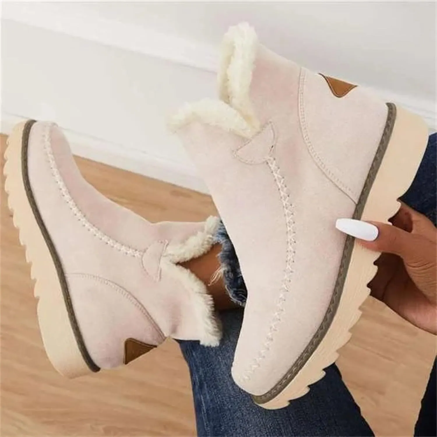 Womens Snow Boots Waterproof Insulated 8.5 Womens Winter Booties and Ankle Boots Woman Winter Boots Leather Mid Calf Winter Boots for Women Low Heel Waterproof Womens Boots Winter