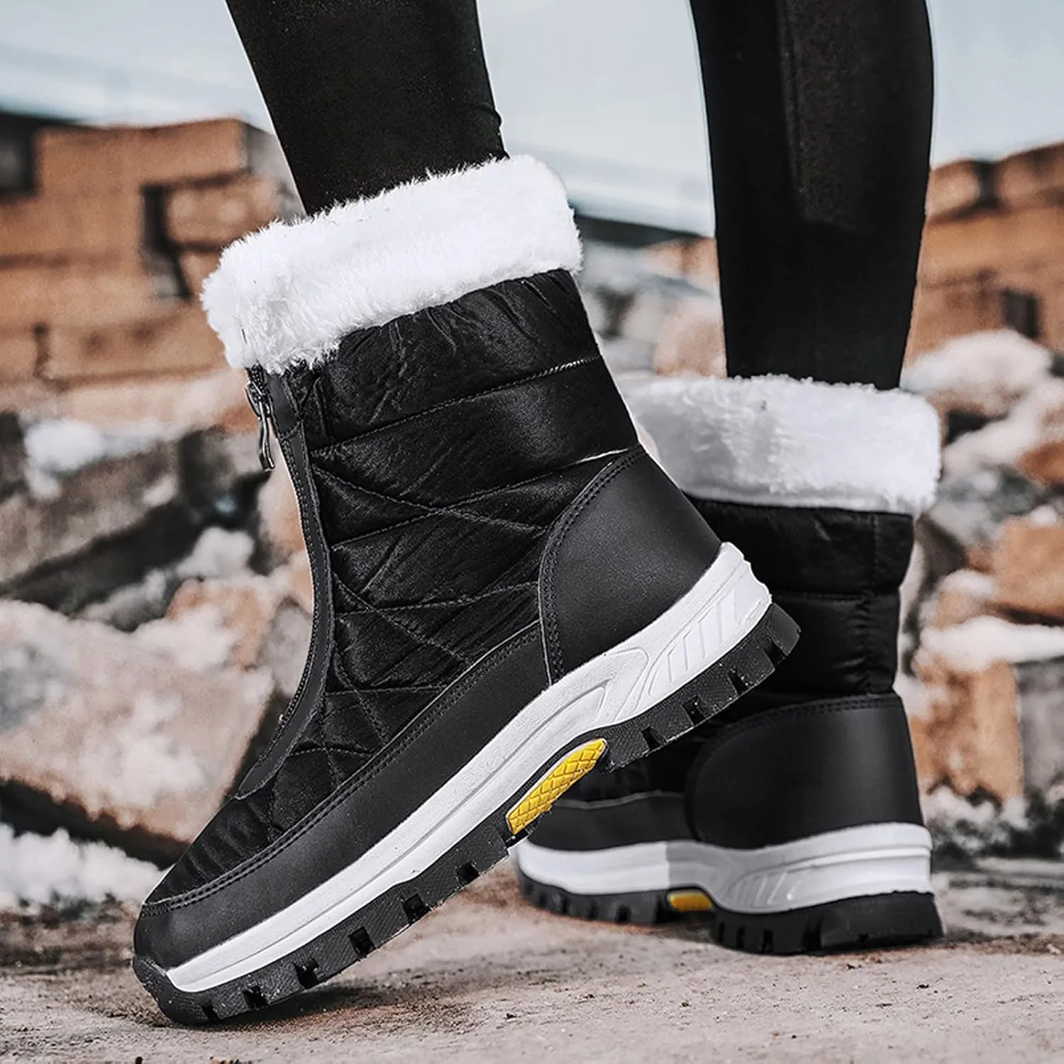 Womens Snow Boots Waterproof Insulated Wide Width Women's Tall Snow Boots Waterproof Women Winter Snow Boots Winter Boots for Women High Heels Botas De Invierno Para Mujer Con Peluche