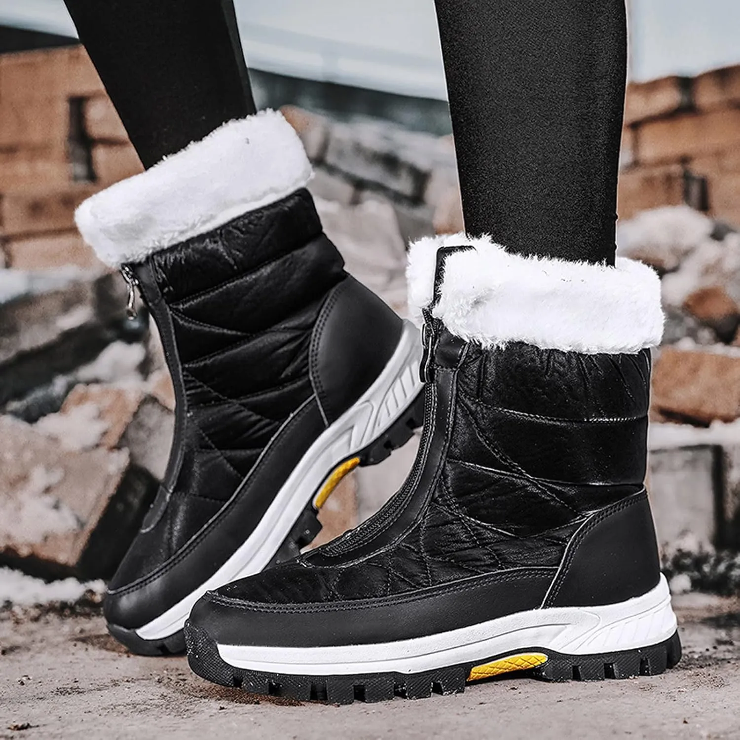 Womens Snow Boots Waterproof Insulated Wide Width Women's Tall Snow Boots Waterproof Women Winter Snow Boots Winter Boots for Women High Heels Botas De Invierno Para Mujer Con Peluche