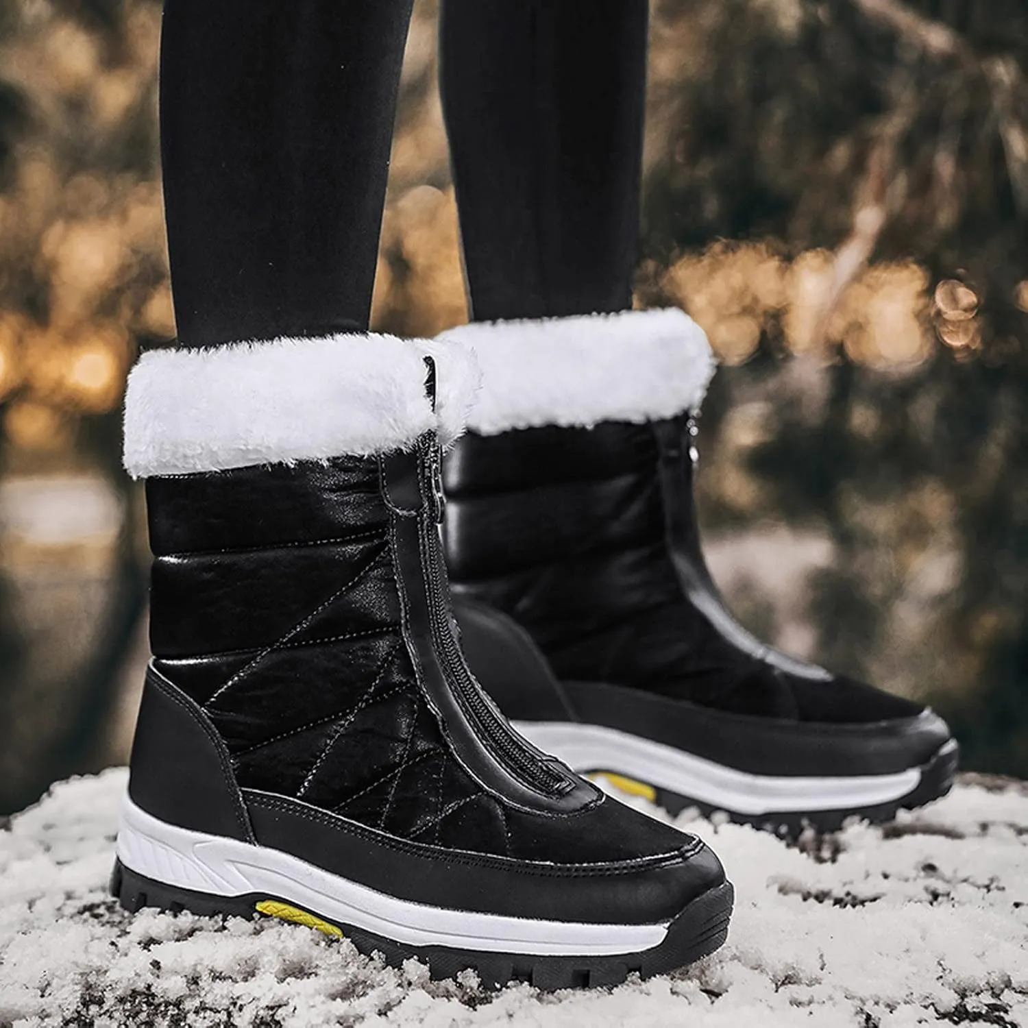 Womens Snow Boots Waterproof Insulated Wide Width Women's Tall Snow Boots Waterproof Women Winter Snow Boots Winter Boots for Women High Heels Botas De Invierno Para Mujer Con Peluche