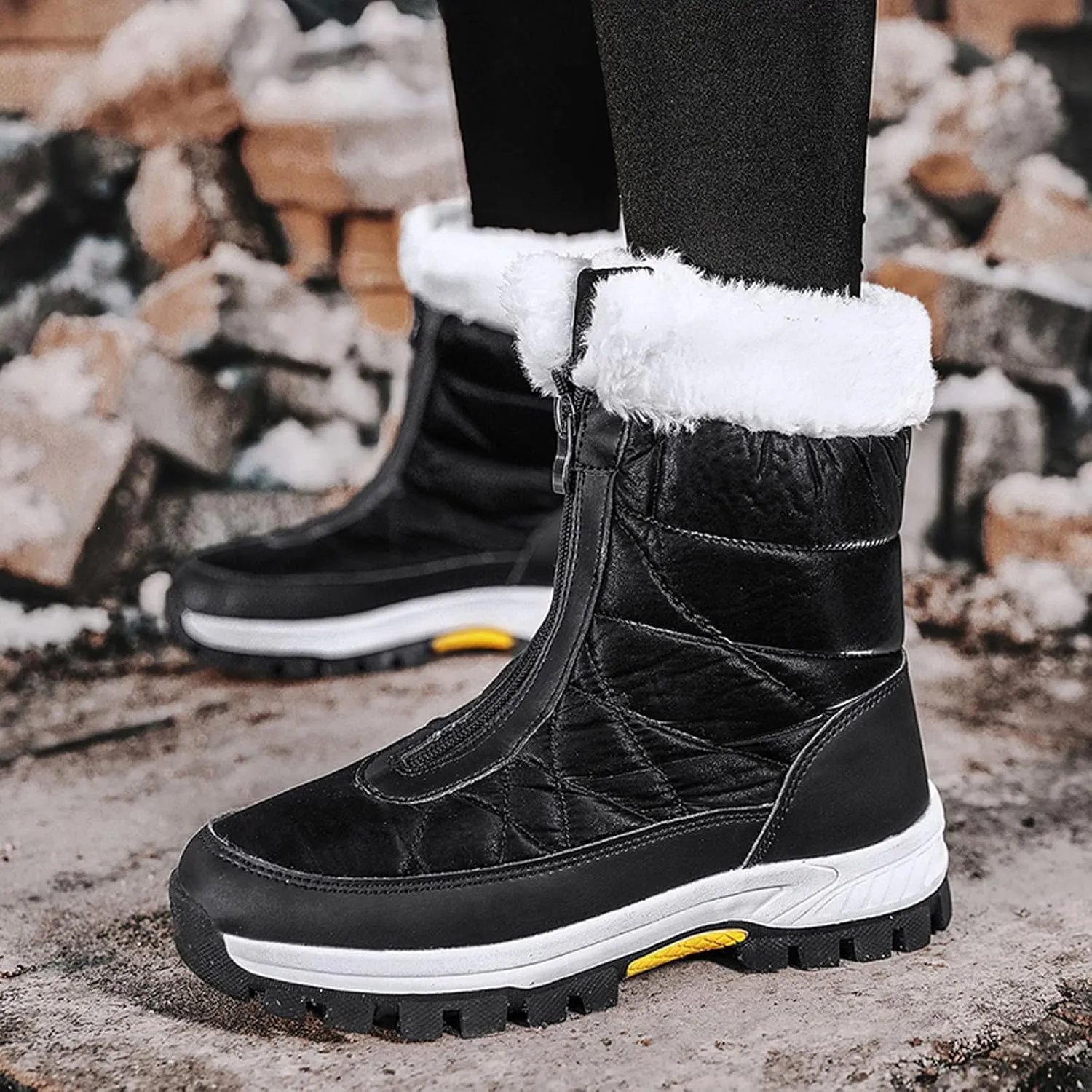 Womens Snow Boots Waterproof Insulated Wide Width Women's Tall Snow Boots Waterproof Women Winter Snow Boots Winter Boots for Women High Heels Botas De Invierno Para Mujer Con Peluche