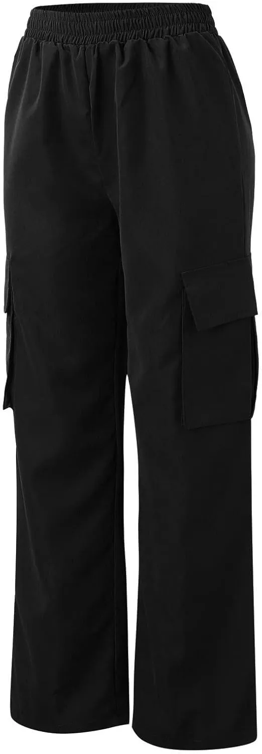 Women's Street Style High Waisted Pocket Wide Leg Work Dressy Casual Loose Fit