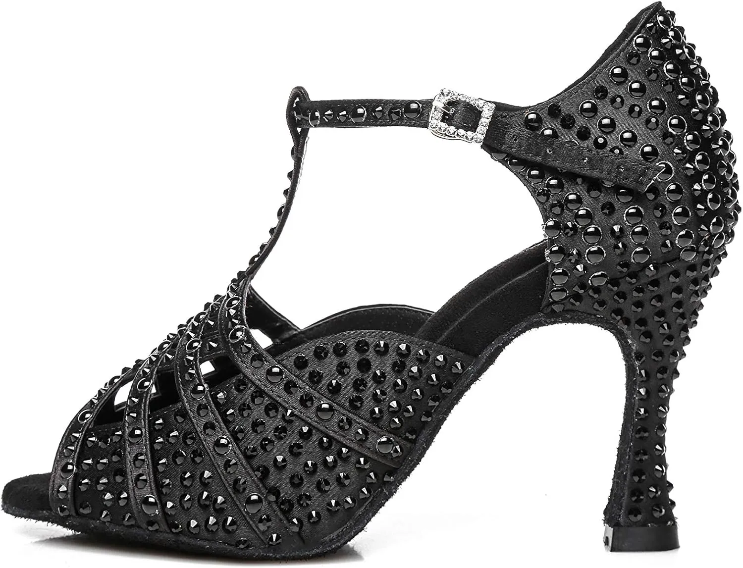 Women's Suede Sole Rhinestone Ballroom Dance Shoes for 1920s Latin Salsa Glitter Performance Dance Shoes