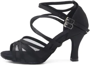 Women's Suede Sole Satin Ballroom Dance Shoes Practice Dance Shoes Latin Salsa Performance Dance Shoes