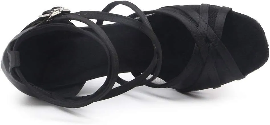 Women's Suede Sole Satin Ballroom Dance Shoes Practice Dance Shoes Latin Salsa Performance Dance Shoes