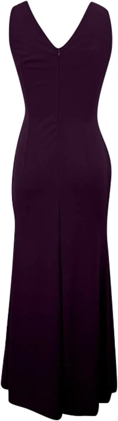 Women's Summer Formal Maxi Dresses Sleeveless Wrap V Neck Bodycon Ruched Slit Mesh Wedding Guest Cocktail Dress