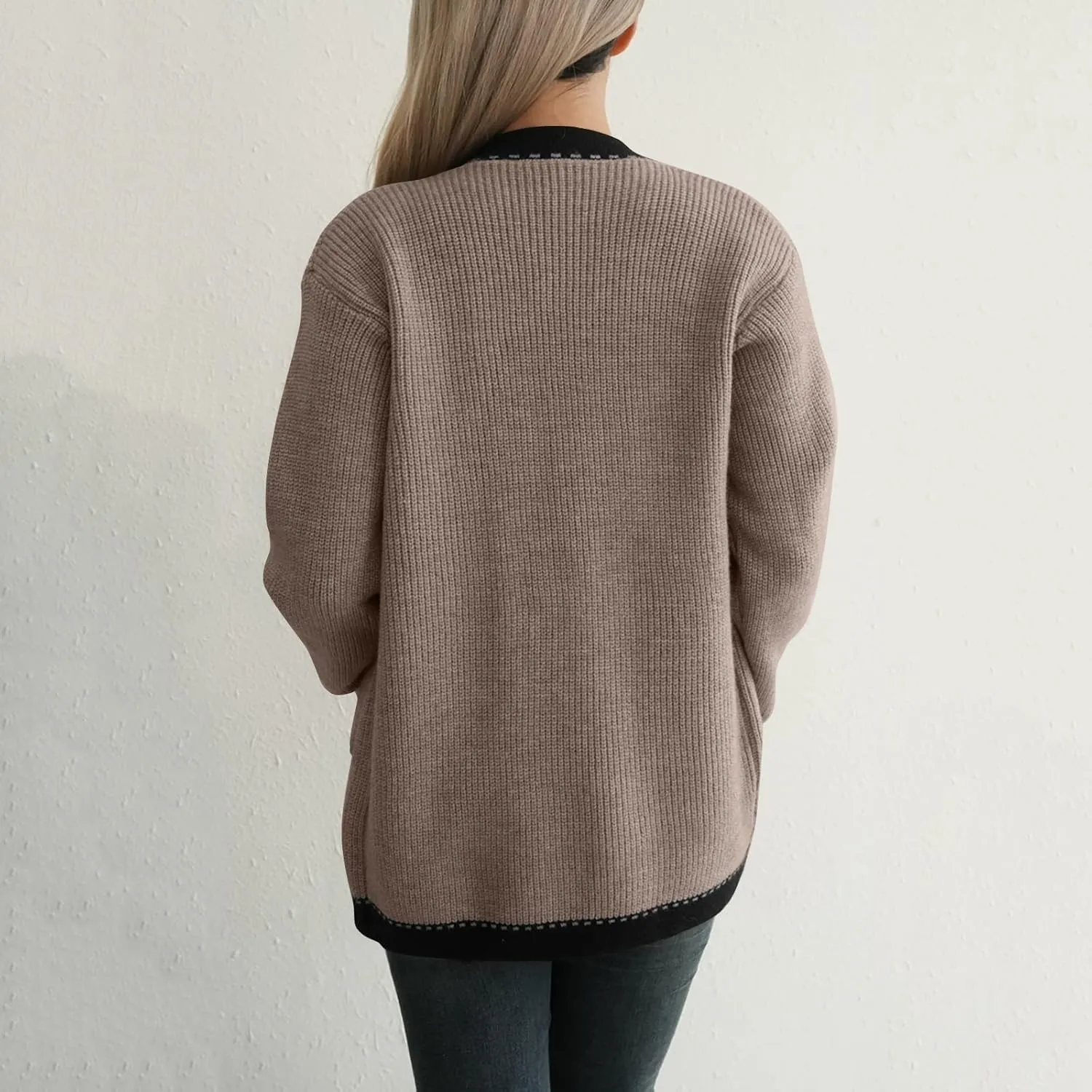 Womens Sweaters Button-Down Long Sleeve Fall and Winter Kintted Cardigan Loose Fit Coat Trendy Comfoy Sweater Jacket