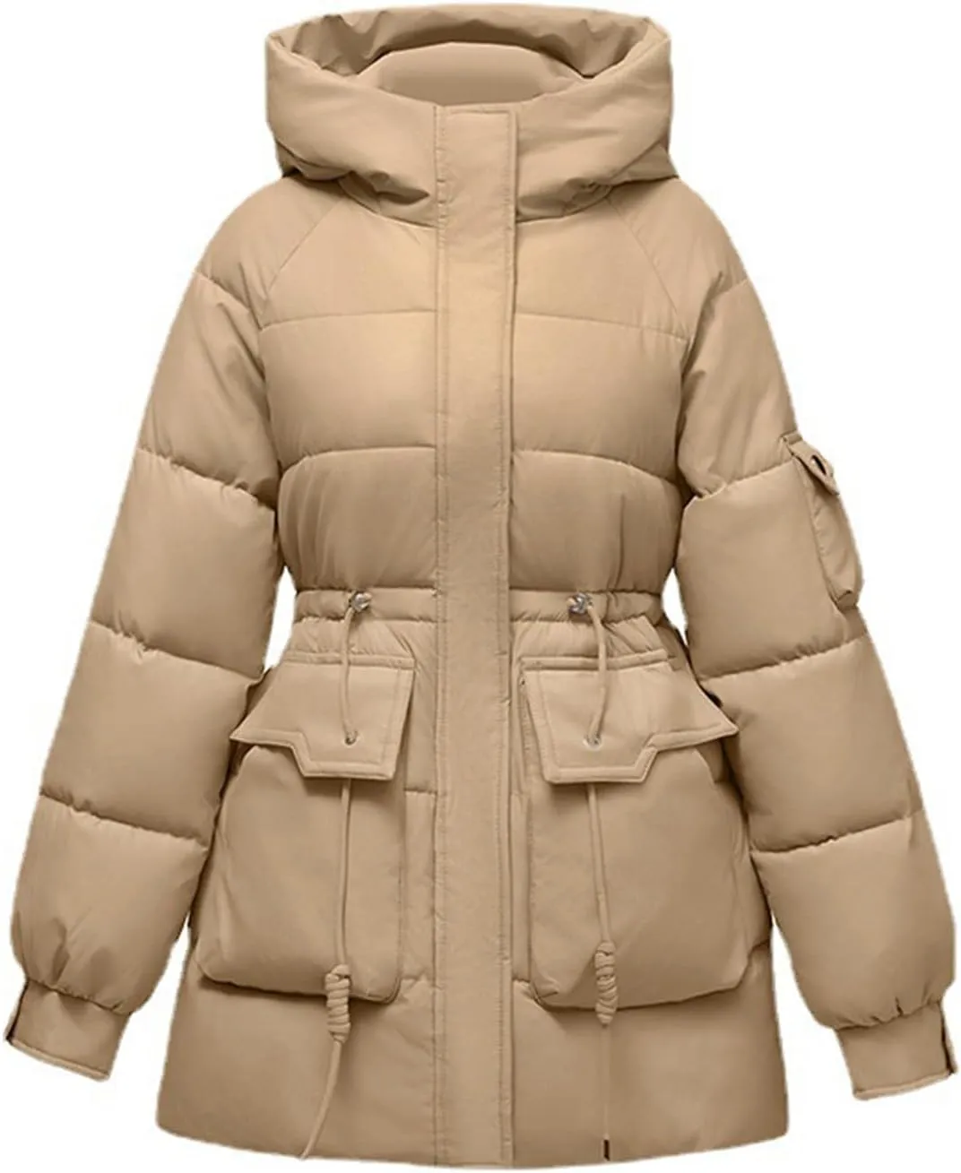 Women's Thickened Down Jacket Warm Winter Hooded Mid-Length Puffy Packable Jacket Puffer Down Coat Christmas Gifts