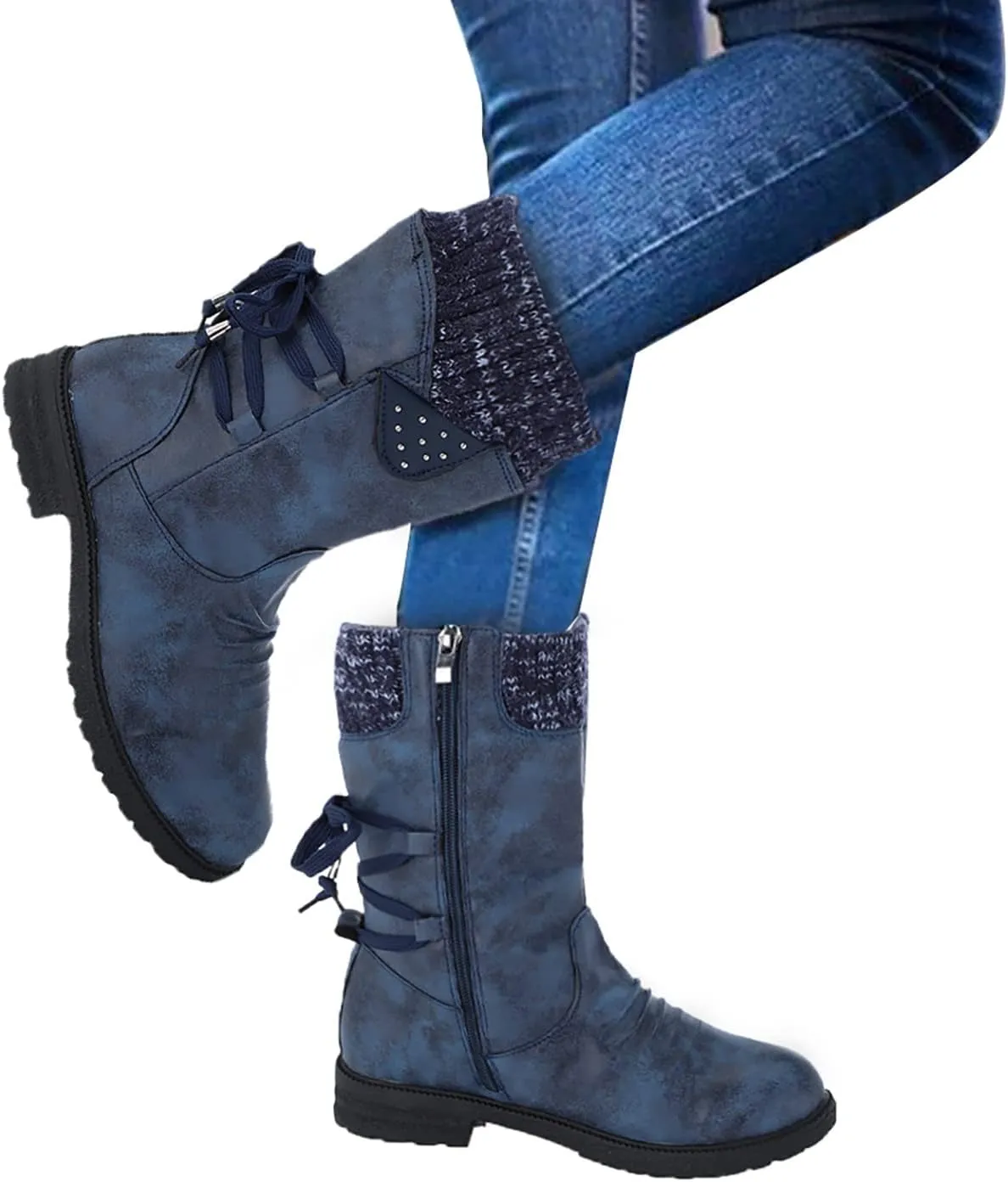 Women's Waterproof Snow Boots Wide Width Women's Waterproof Boots Tall Fuzzy Knee High Winter Boots for Women Cute Waterproof Comfortable Walking Boots Women Womens Winter Ankle Boots