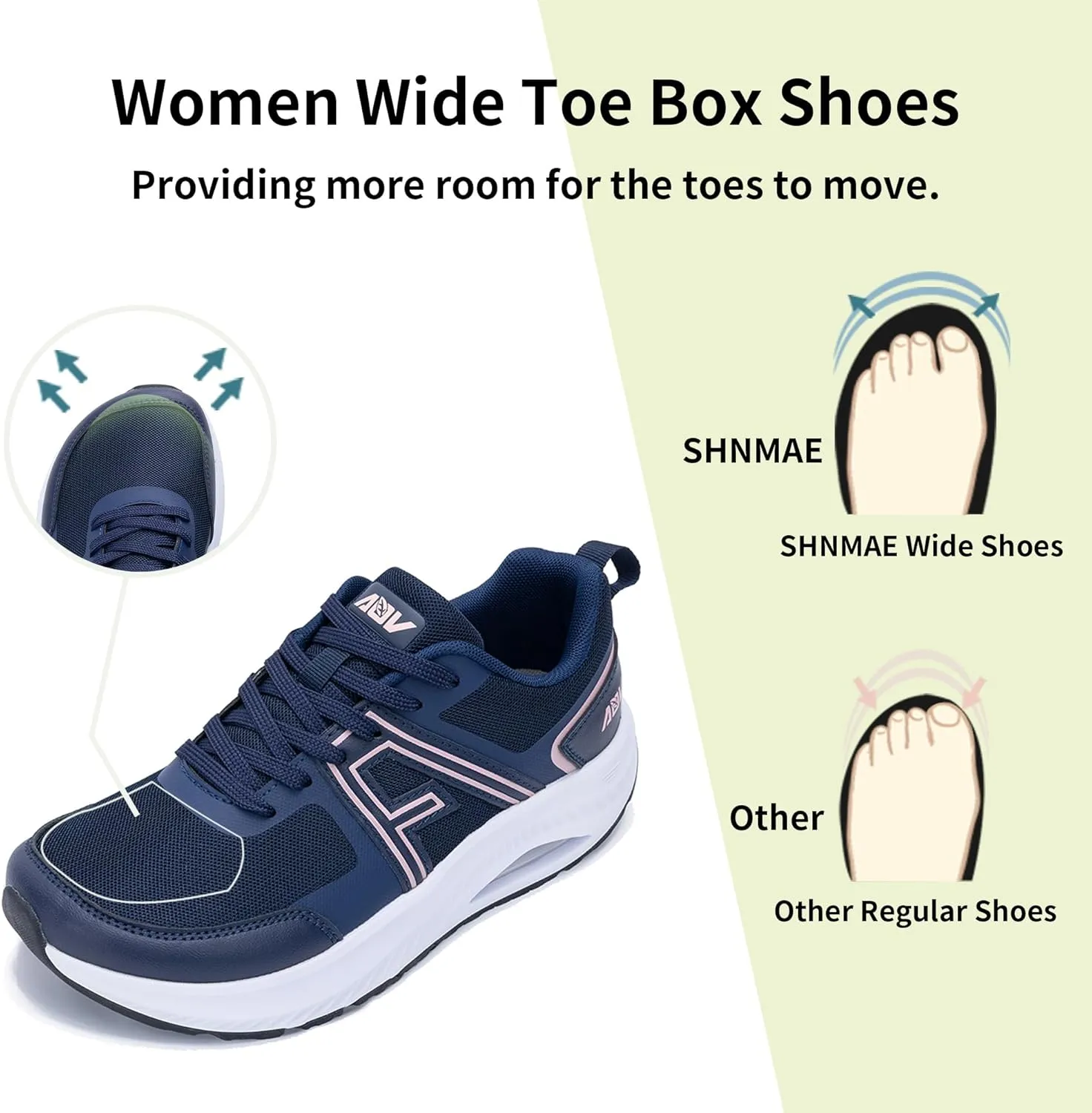 Women's Wide Toe Box Walking Shoes with Arch Support Wide Air Tennis Sneakers Orthotic Plantar Fasciitis Shoes