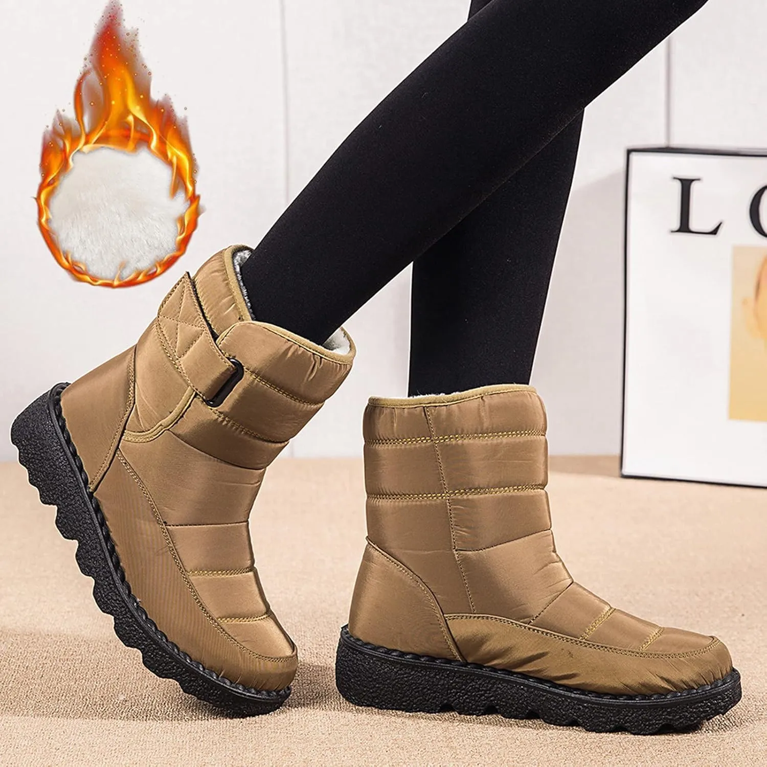 Women's Wide Width Go Snow Boots Womens Boots Winter Waterproof Tall Women's Snow Boots Size 12 Waterproof Comfortable Walking Boots Women Botas Con Casquillo Y Contra El Agua Para Mujer De Trabajo