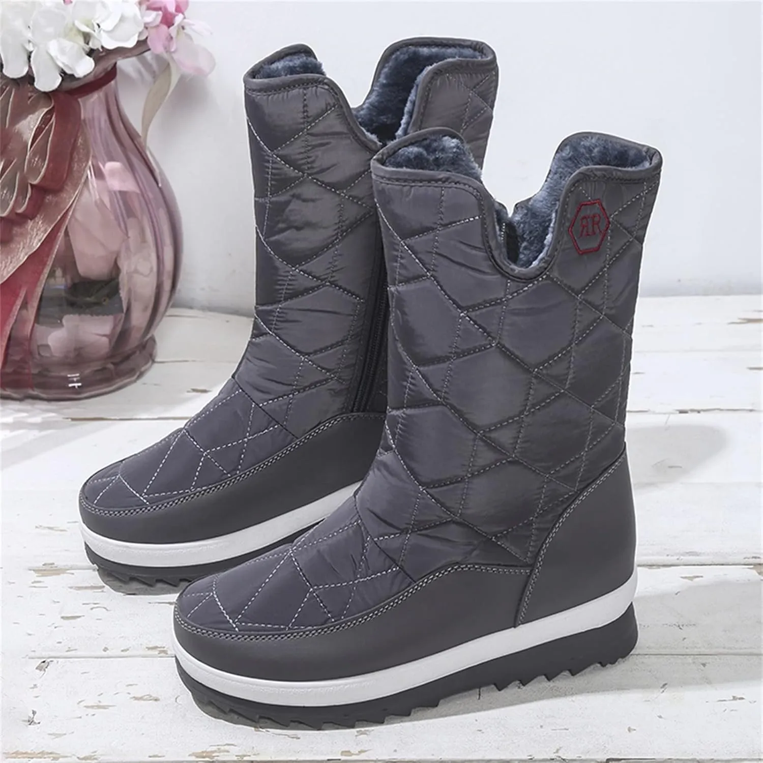 Women's Wide Width Waterproof Snow Boots Womens Winter Boots Wide Ankle Winter Shoes for Women Waterproof Snow Non Slip Boots for Snow and Ice Women Platform Ankle Winter Boots for Women
