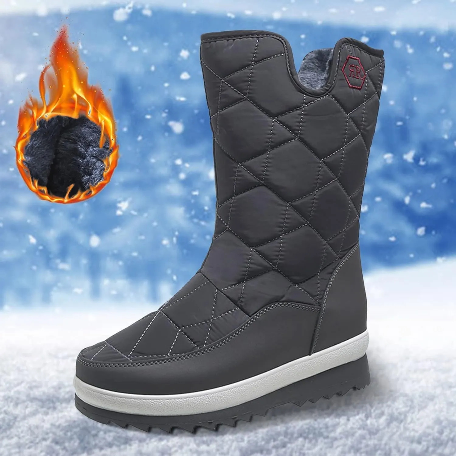 Women's Wide Width Waterproof Snow Boots Womens Winter Boots Wide Ankle Winter Shoes for Women Waterproof Snow Non Slip Boots for Snow and Ice Women Platform Ankle Winter Boots for Women