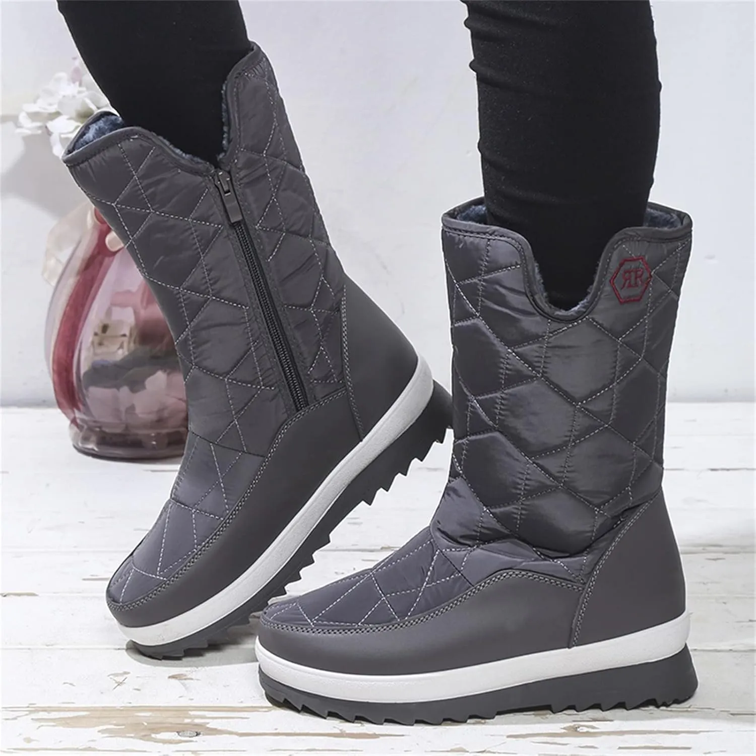 Women's Wide Width Waterproof Snow Boots Womens Winter Boots Wide Ankle Winter Shoes for Women Waterproof Snow Non Slip Boots for Snow and Ice Women Platform Ankle Winter Boots for Women
