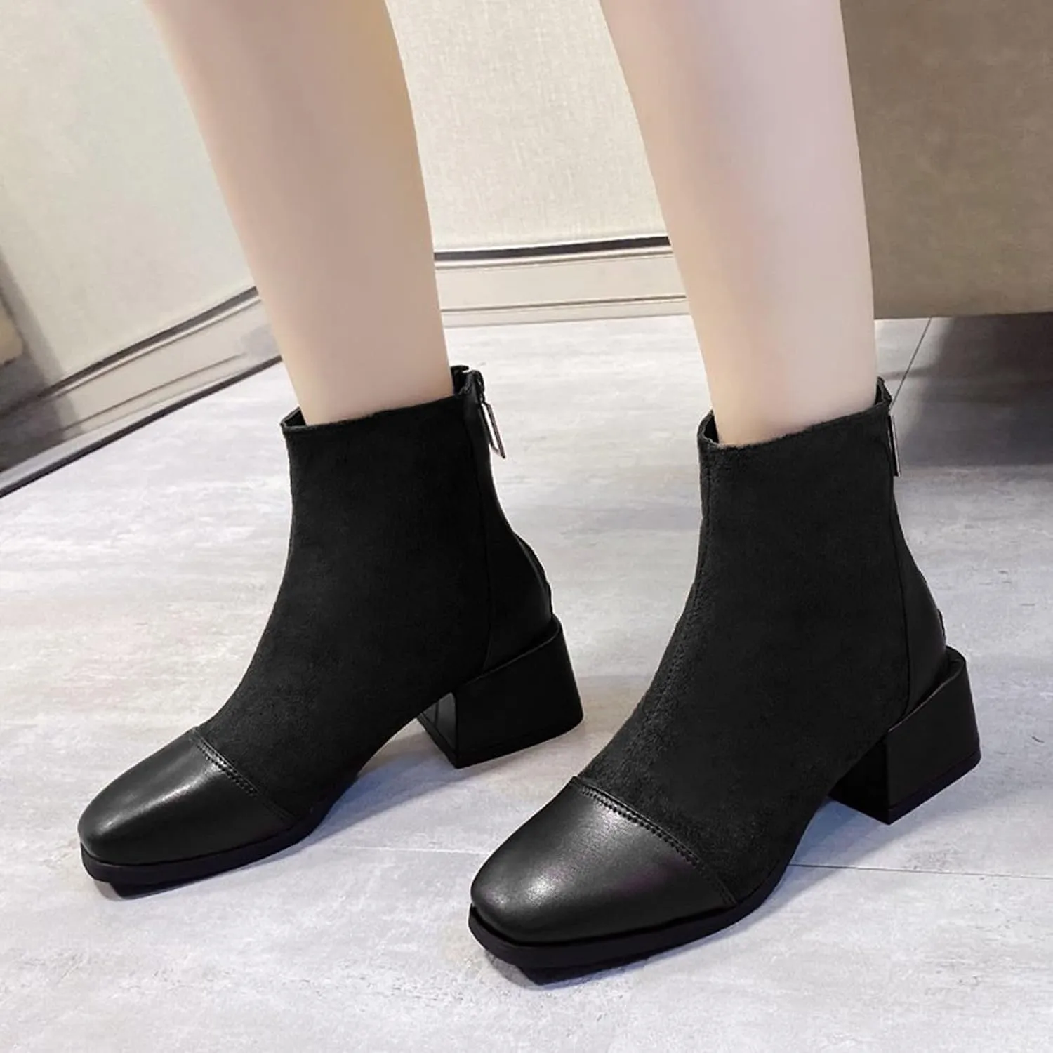 Womens Wide Width Western Booties And Ankle Boots Ankle Booties Womens Dress Boots Ankle Low Heel Shoe Boots for Women Low Heel Women's Navy Blue Ankle Boots