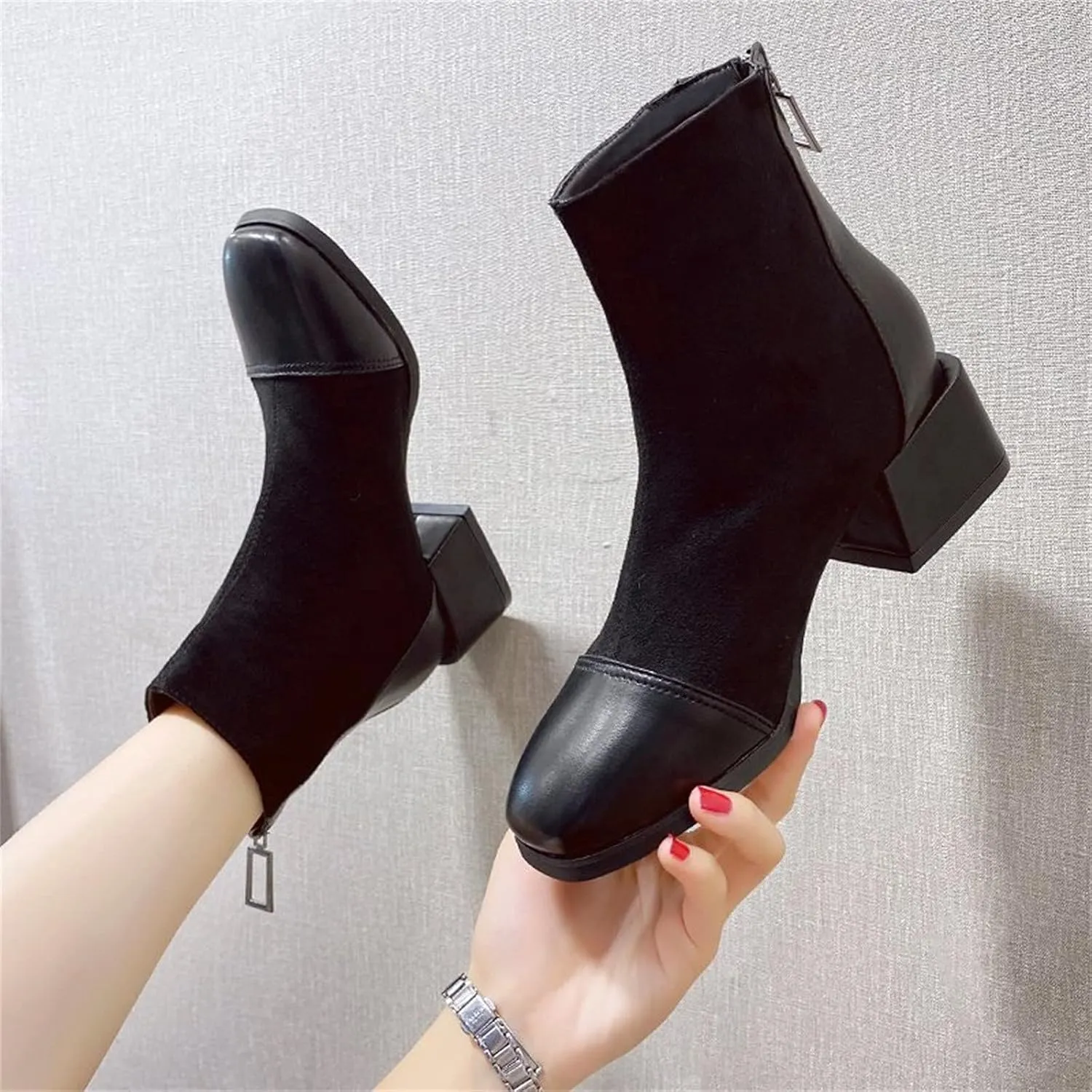 Womens Wide Width Western Booties And Ankle Boots Ankle Booties Womens Dress Boots Ankle Low Heel Shoe Boots for Women Low Heel Women's Navy Blue Ankle Boots