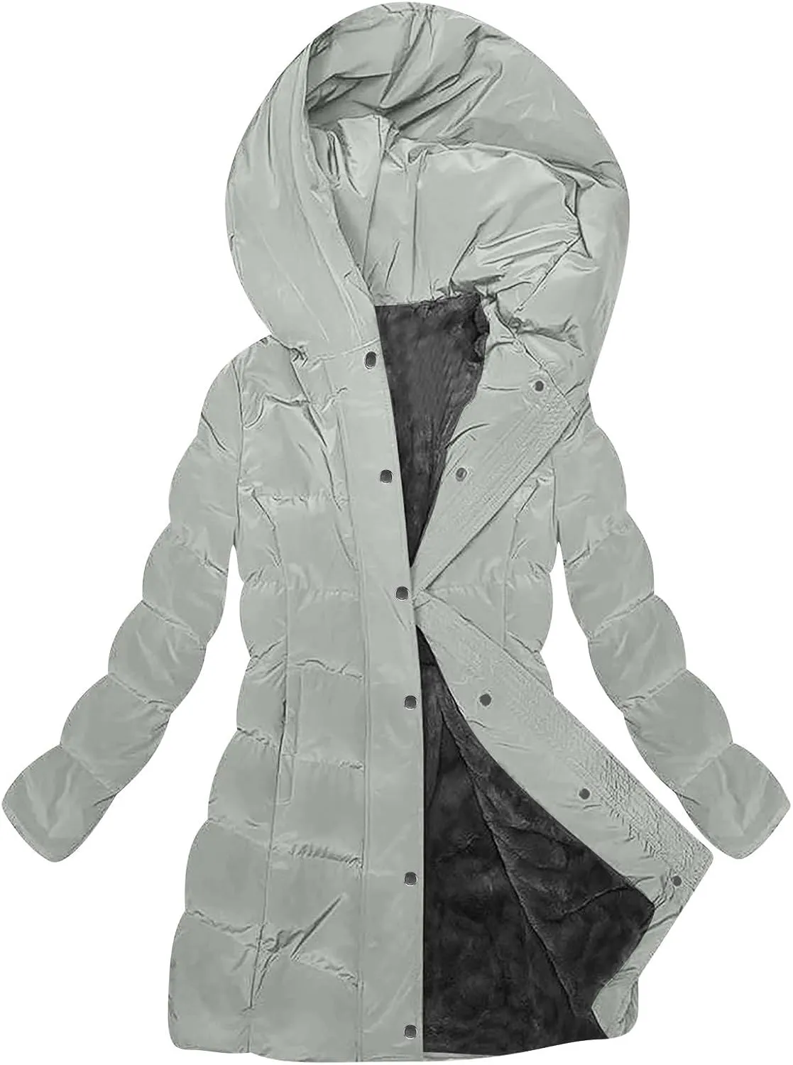 Womens Winter Coats Fleece Lined Down Jacket Thicken Puffer Coat Warm Quilted Jackets Heavyweight Button Outerwear