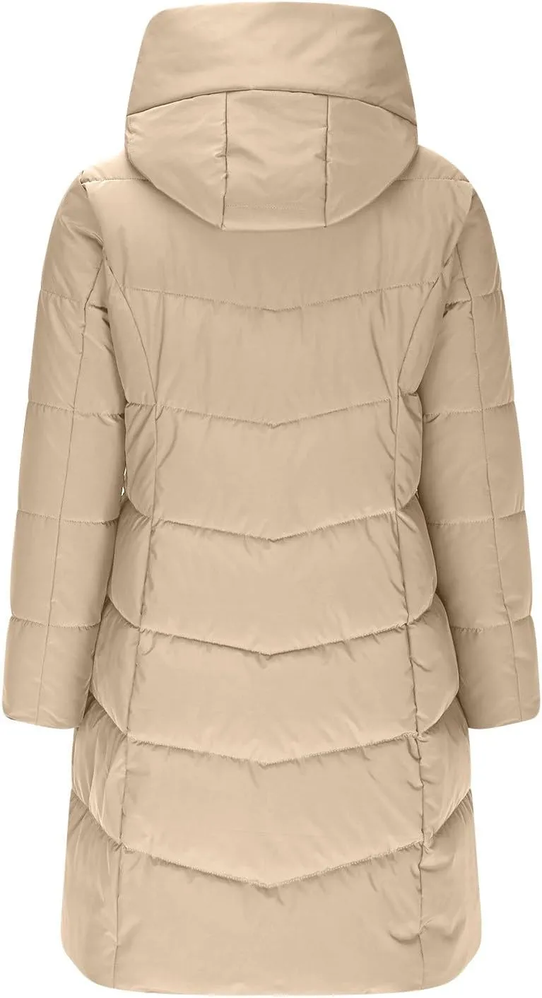 Womens Winter Coats Fleece Lined Down Jacket Thicken Puffer Coat Warm Quilted Jackets Heavyweight Button Outerwear