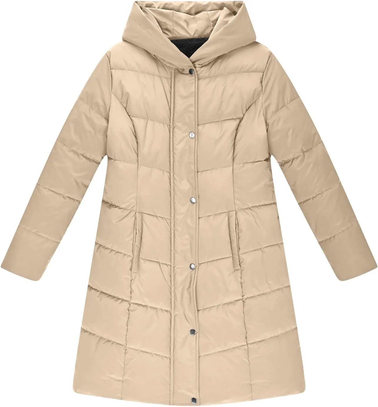 Womens Winter Coats Fleece Lined Down Jacket Thicken Puffer Coat Warm Quilted Jackets Heavyweight Button Outerwear