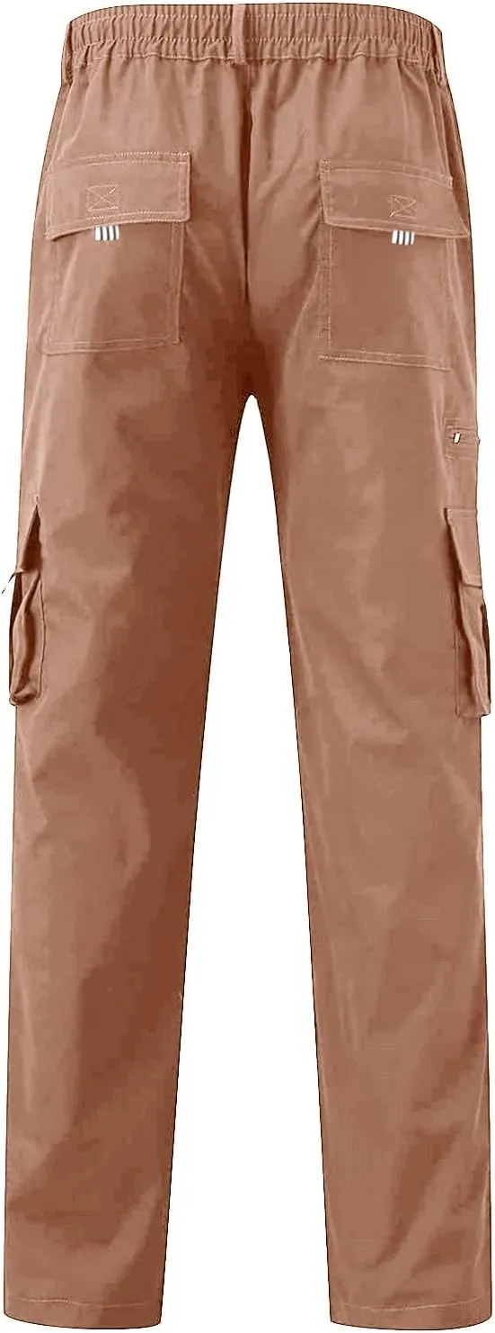 XIAXOGOOL Cargo Jogger Pants for Men Plus Size Low Rise Elastic Waist Button Work Pants Loose Athletic Tactical Pants Trouser
