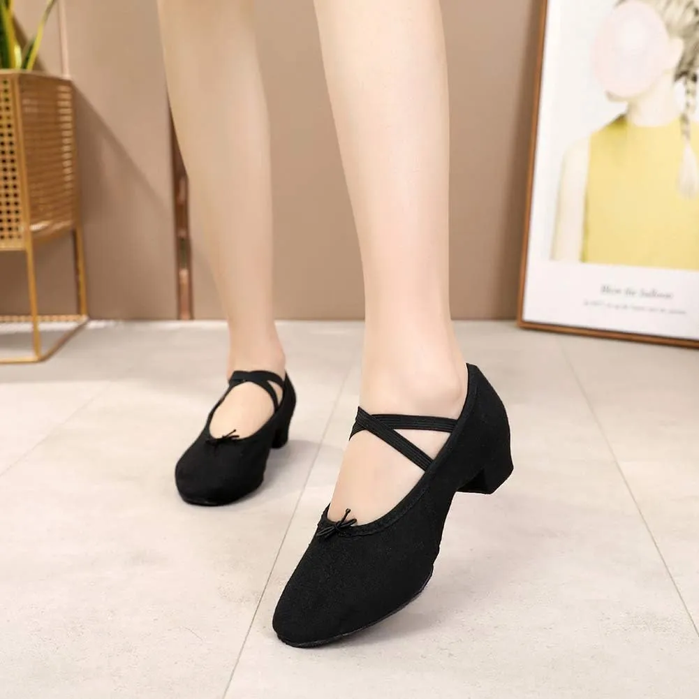 YKXLM Canvas Jazz Slip-On Dance Shoes for Adult Women,Model MFFBJSX